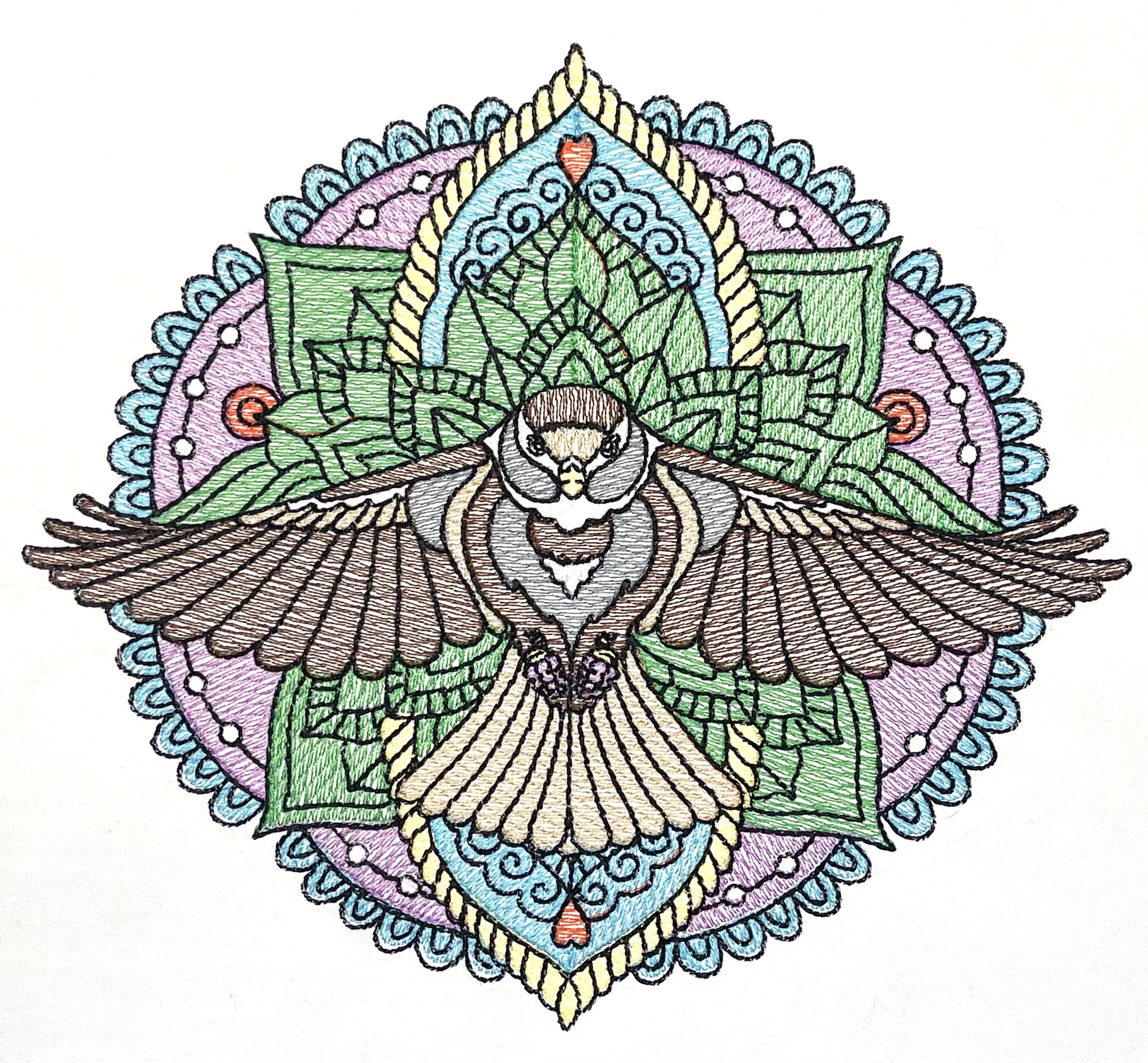 Beautiful Hawk Mandala Embroidery Design – 6x6 Hoop, Instant Download