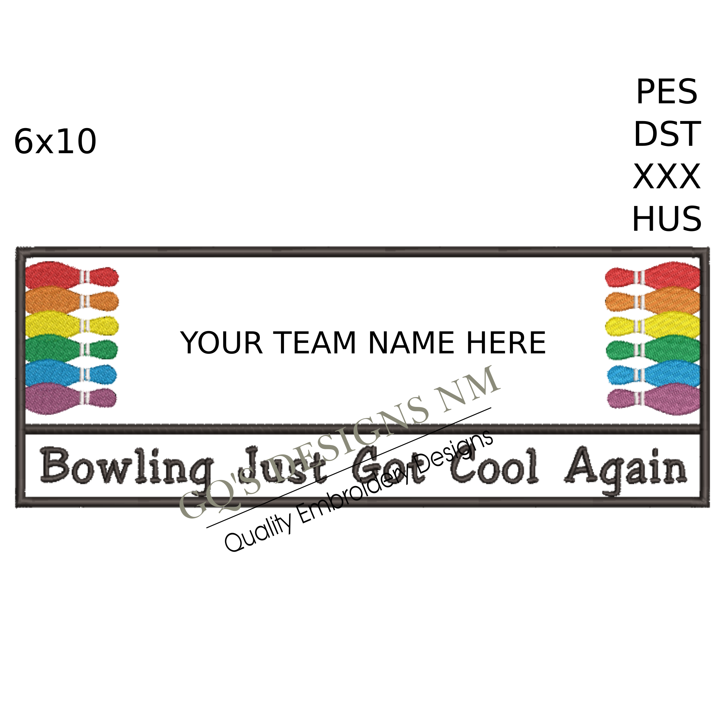 Bowling Just Got Cool Again Team Embroidery Design – 6x10 Hoop, Instant Download