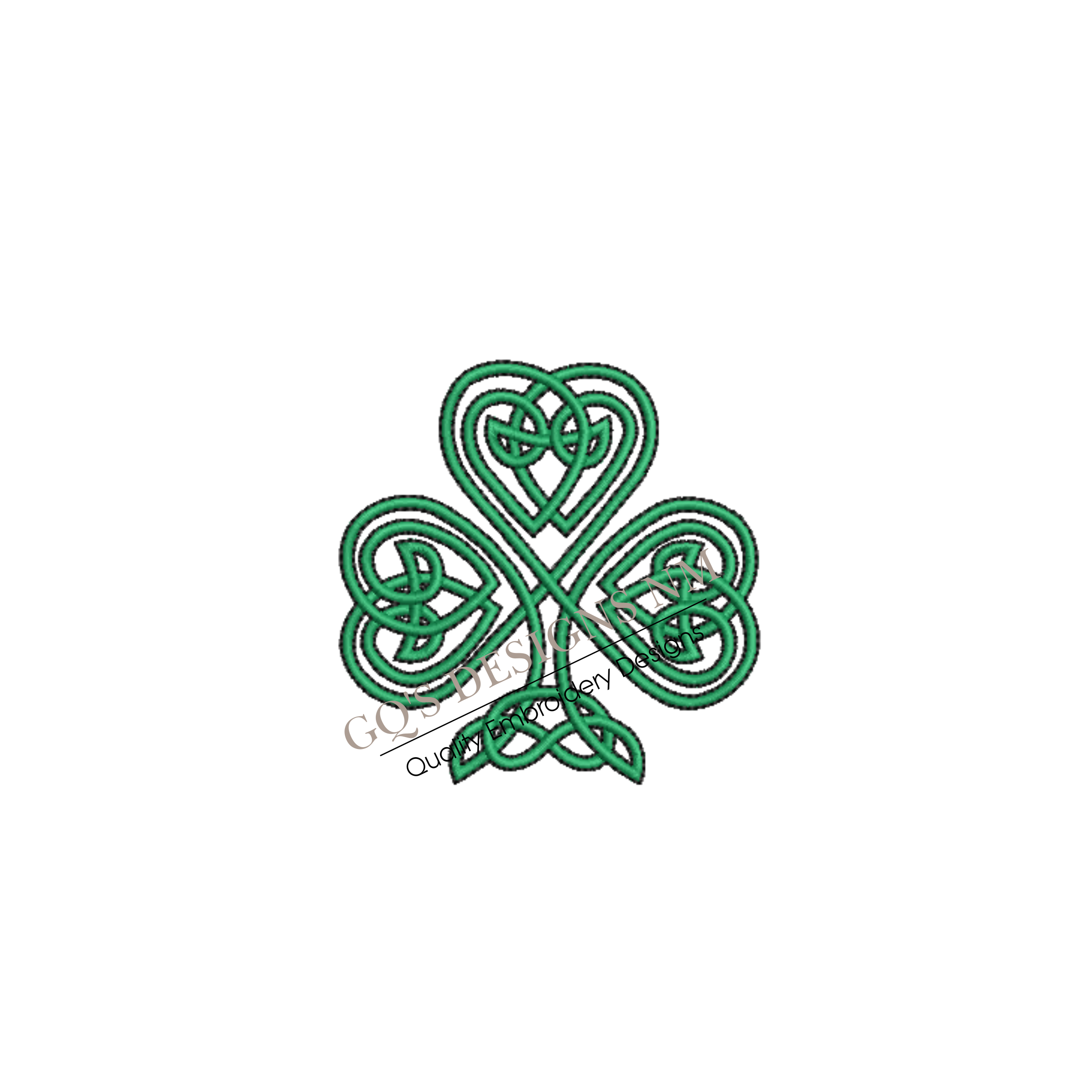 Celtic Green Shamrock Embroidery Design – 4x4 Hoop, Instant Download