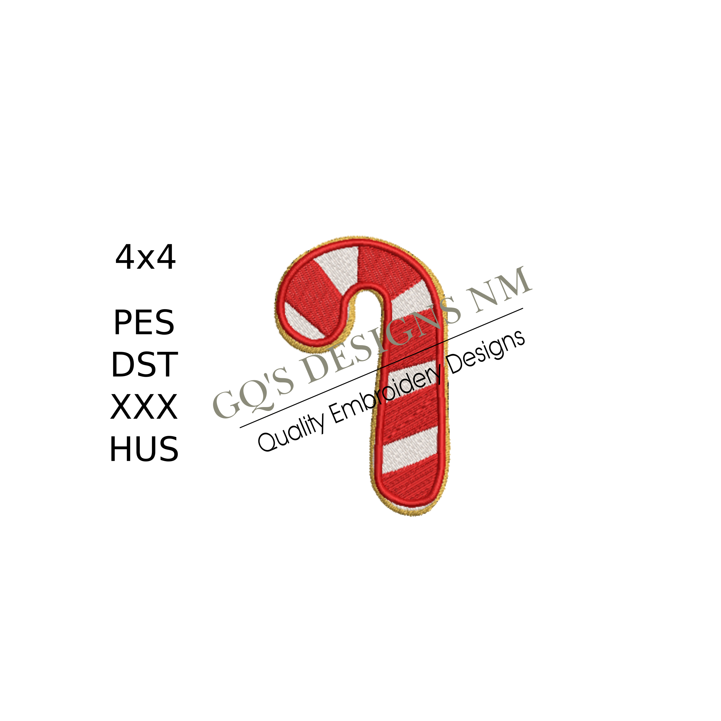 Christmas Candy Cane Cookie Embroidery Design – 4x4 Hoop, Instant Download