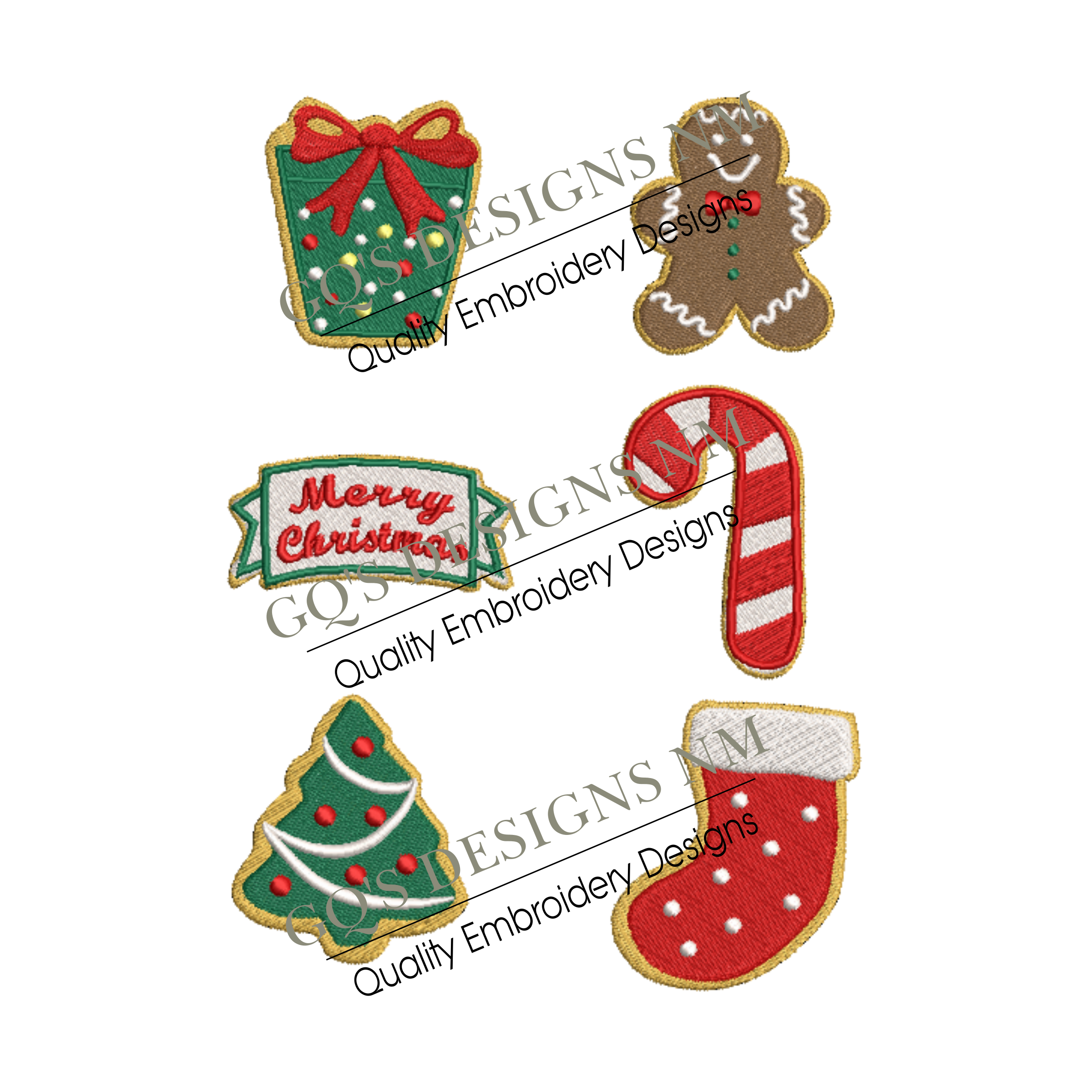 Christmas Cookie Embroidery Design Collection – 4x4 Hoop, Instant Download
