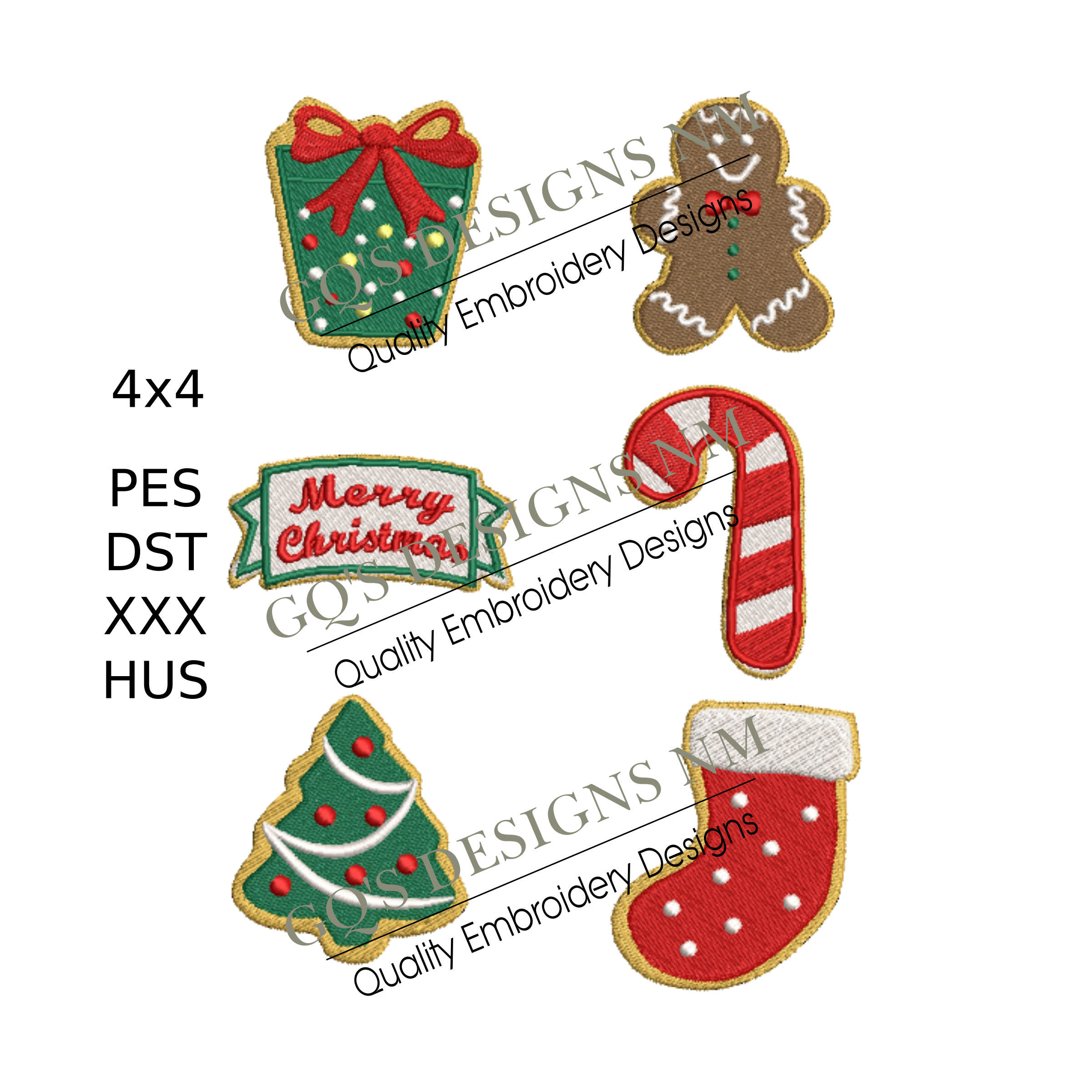 Christmas Cookie Embroidery Design Collection – 4x4 Hoop, Instant Download