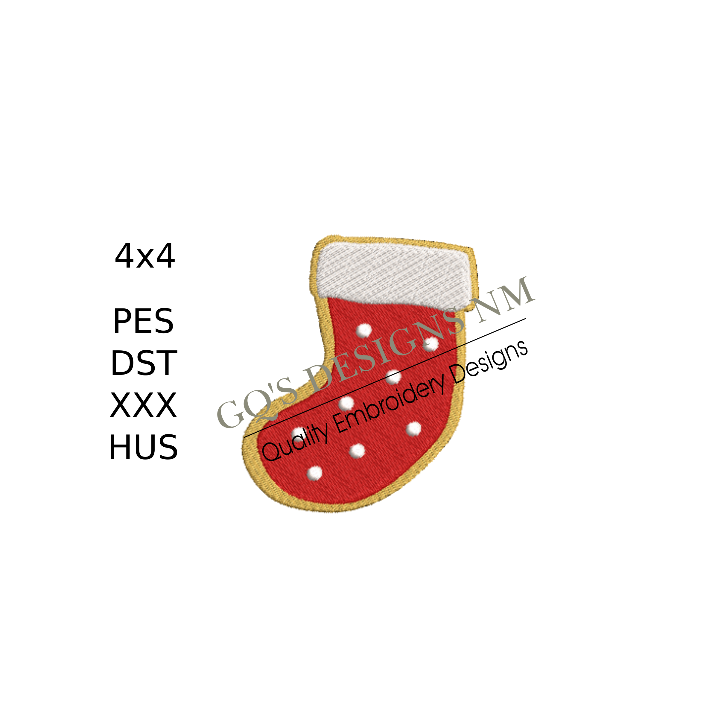 Christmas stocking cookie design for machine embroidery. In pes, dst, xxx and hus machine formats. Instant Download. For 4x4 hoop.