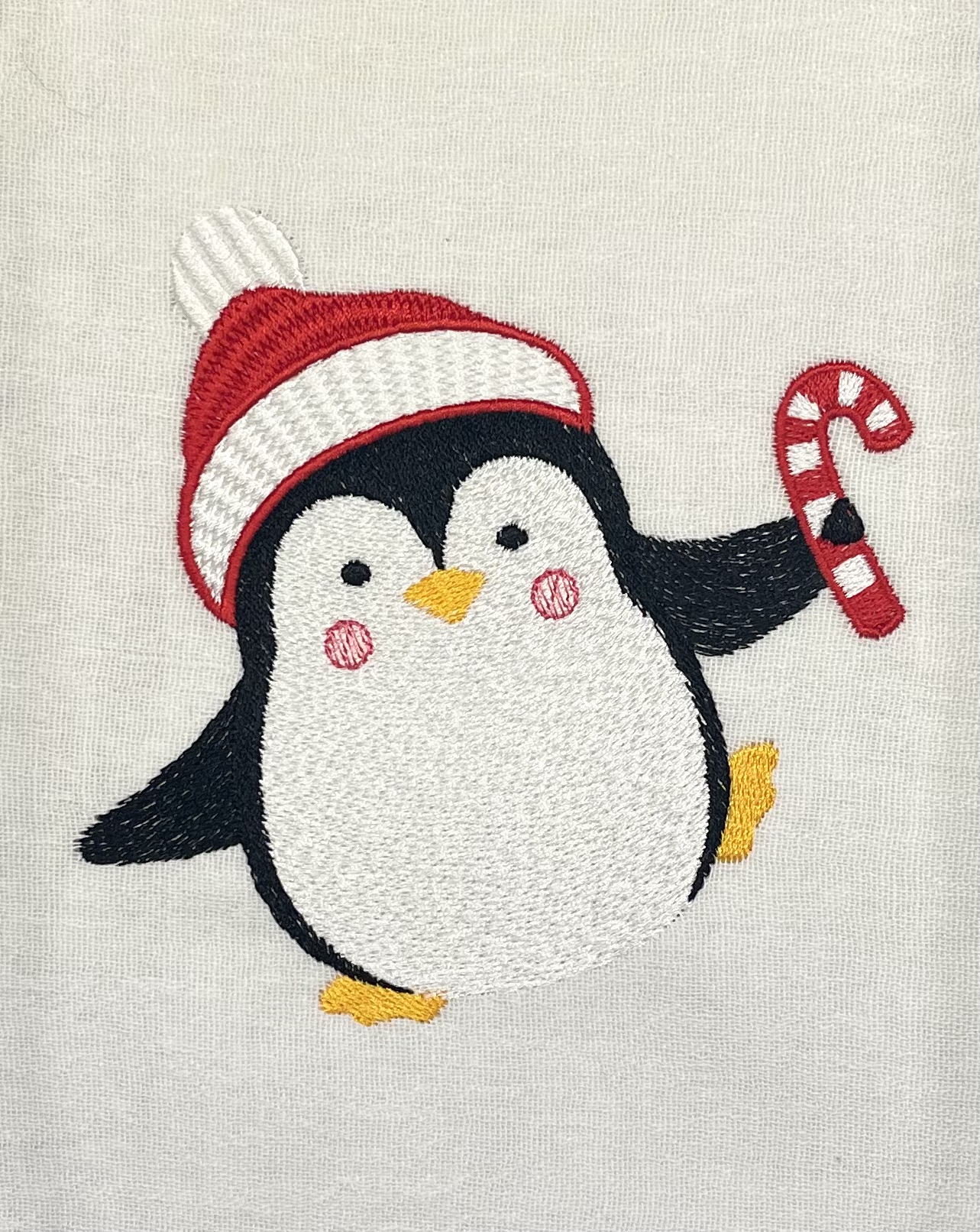 Cute candy cane penguin design for machine embroidery. In pes, dst, xxx and hus machine formats. Instant Download. For 5x7 hoop.