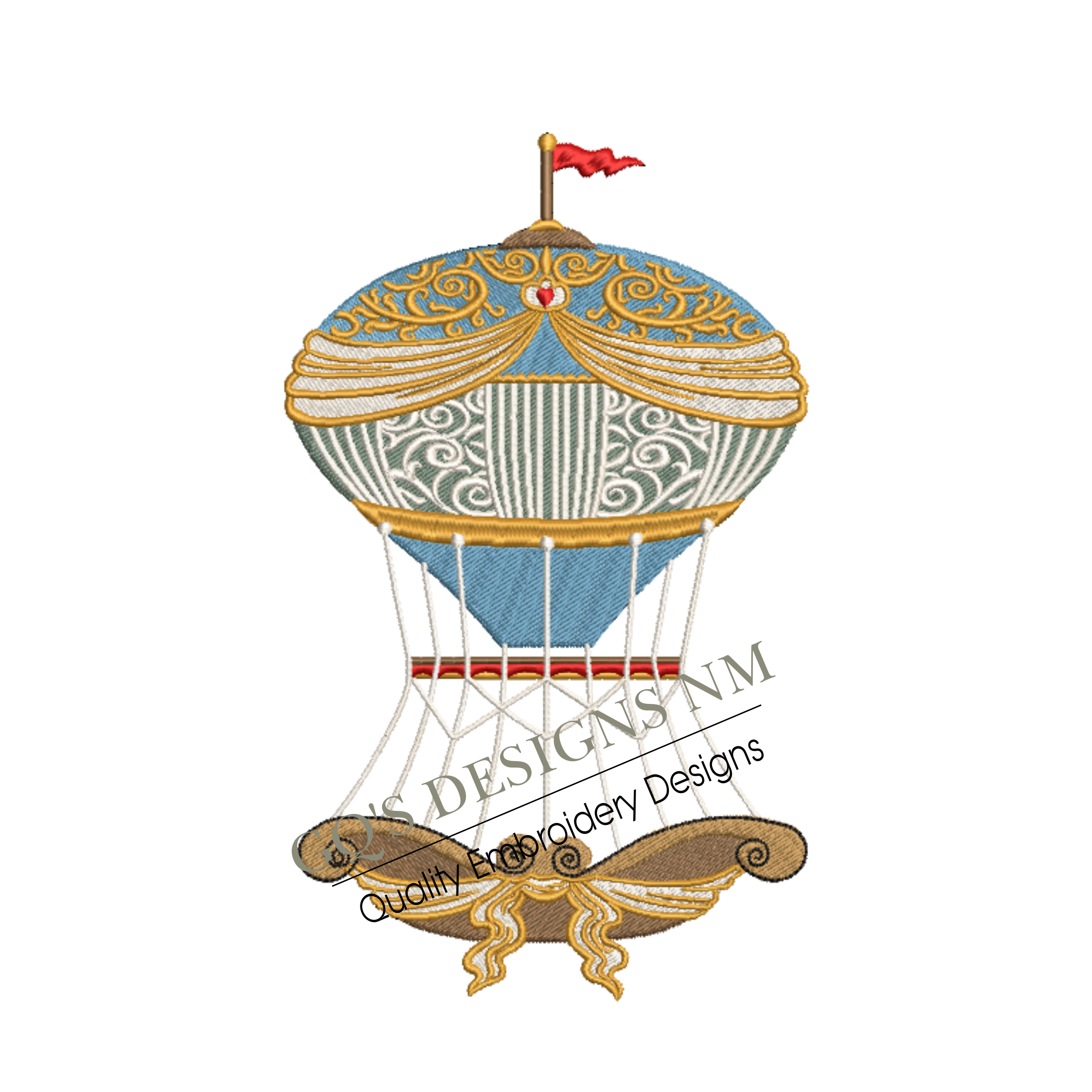 Cute fancy hot air balloon design. For machine embroidery in pes, dst, xxx and hus machine formats. Instant Download. For 6x10 hoop.