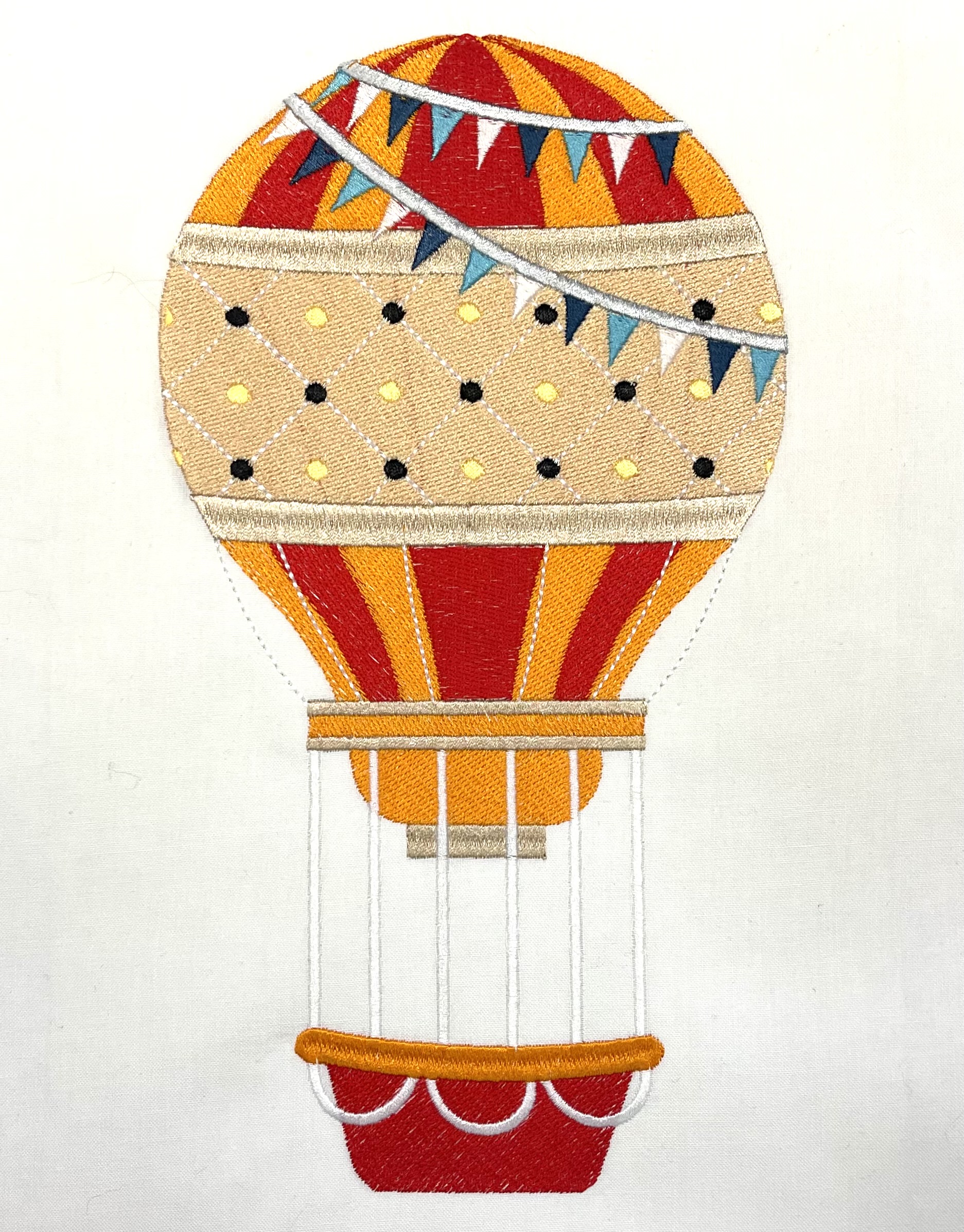 Cute hot air balloon design. For machine embroidery in pes, dst, xxx and hus machine formats. Instant Download. For 6x10 hoop.