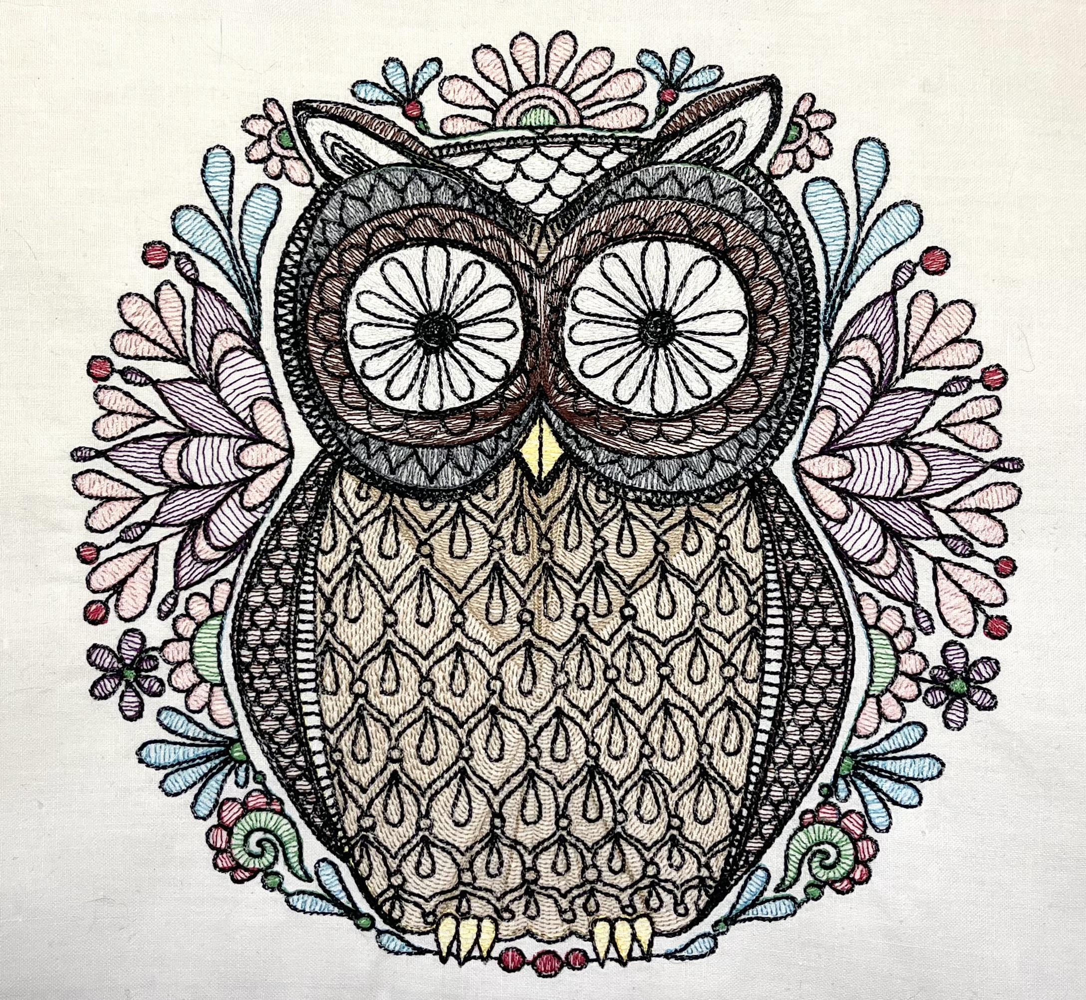 Cute owl mandala design for machine embroidery. In pes, dst, xxx and hus machine formats. Instant Download. For 6x10 hoop.