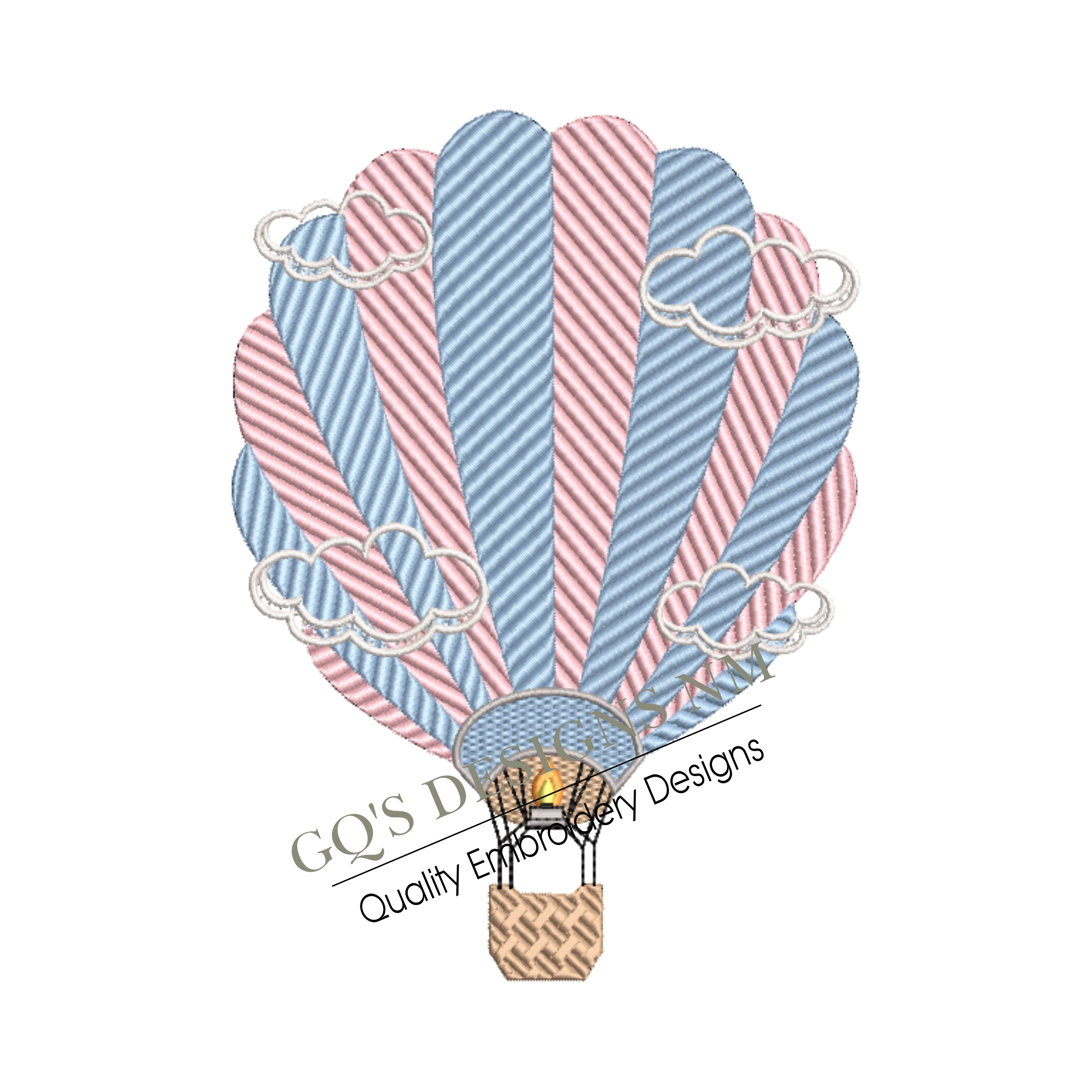 Cute pink and blue vintage hot air balloon design. For machine embroidery in pes, dst, xxx and hus machine formats. Instant Download. For 6x10 hoop.