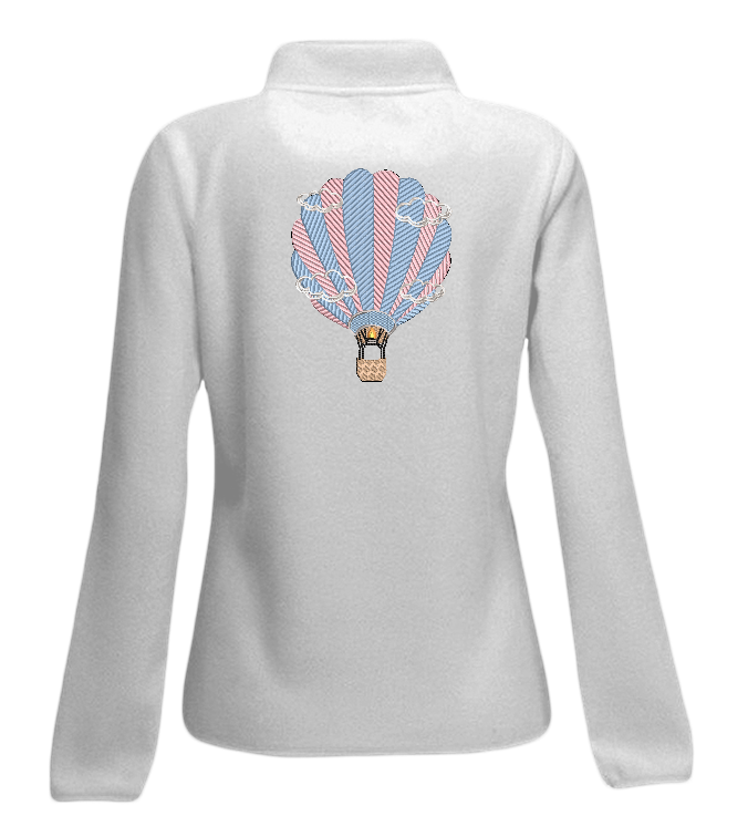 Cute pink and blue vintage hot air balloon design. For machine embroidery in pes, dst, xxx and hus machine formats. Instant Download. For 6x10 hoop.