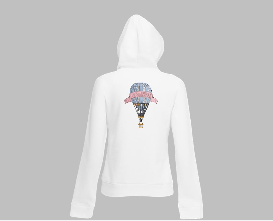 Cute pink and blue vintage hot air balloon design. For machine embroidery in pes, dst, xxx and hus machine formats. Instant Download. For 6x10 hoop.