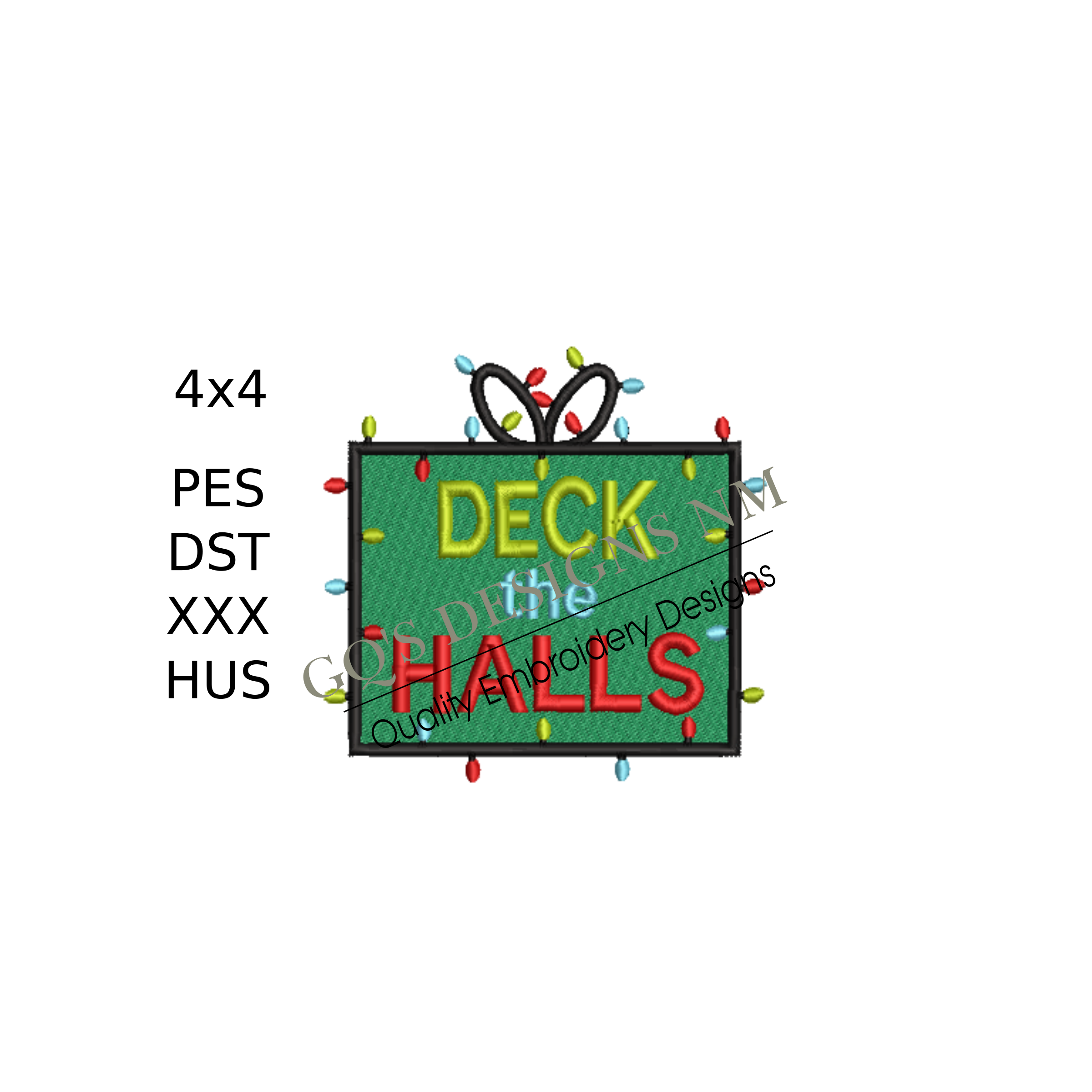 Deck the Halls Embroidery Design – 4x4 Hoop, Instant Download