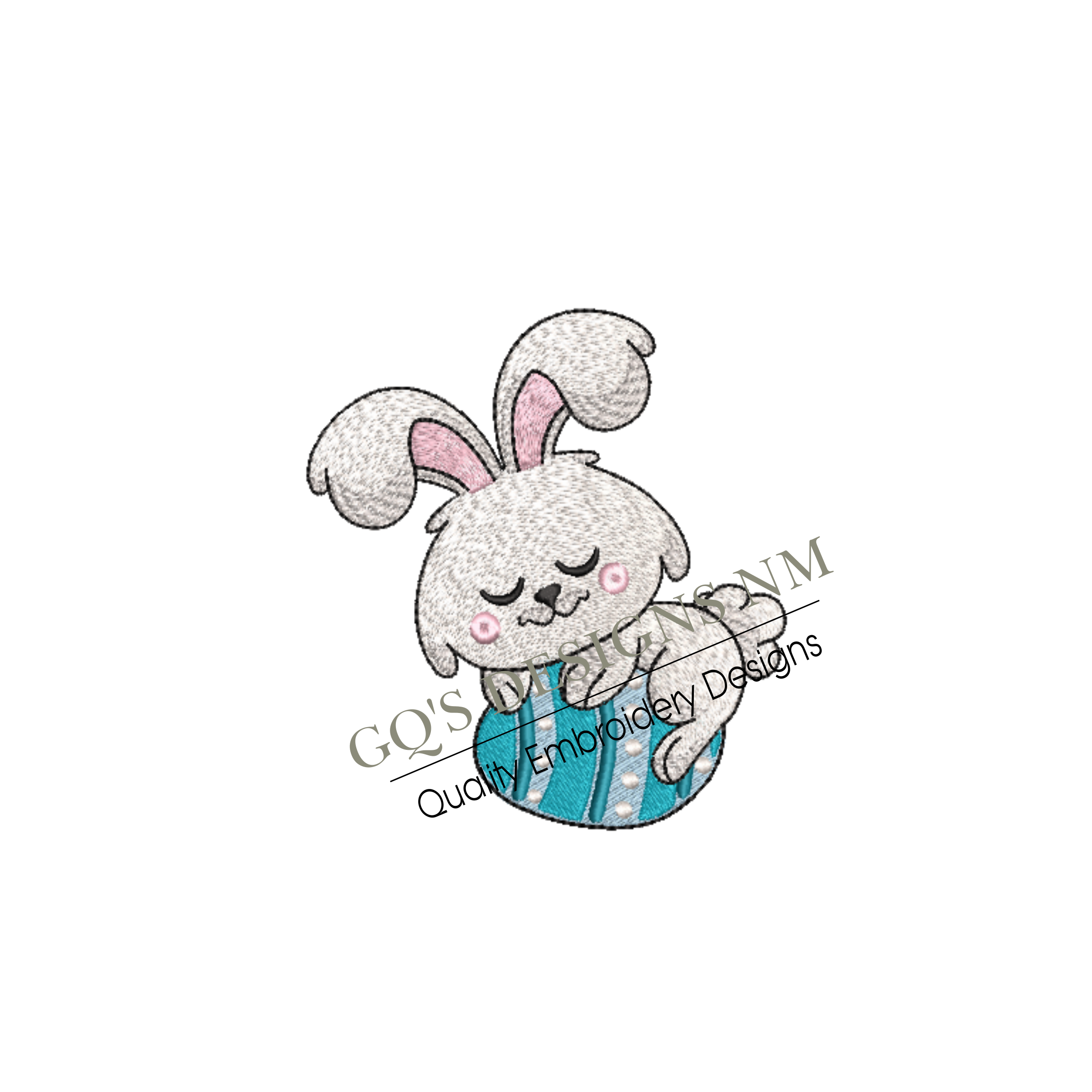Easter bunny with decorated egg design for machine embroidery. In pes, dst, xxx and hus machine formats. Instant Download. For 5x7 hoop.