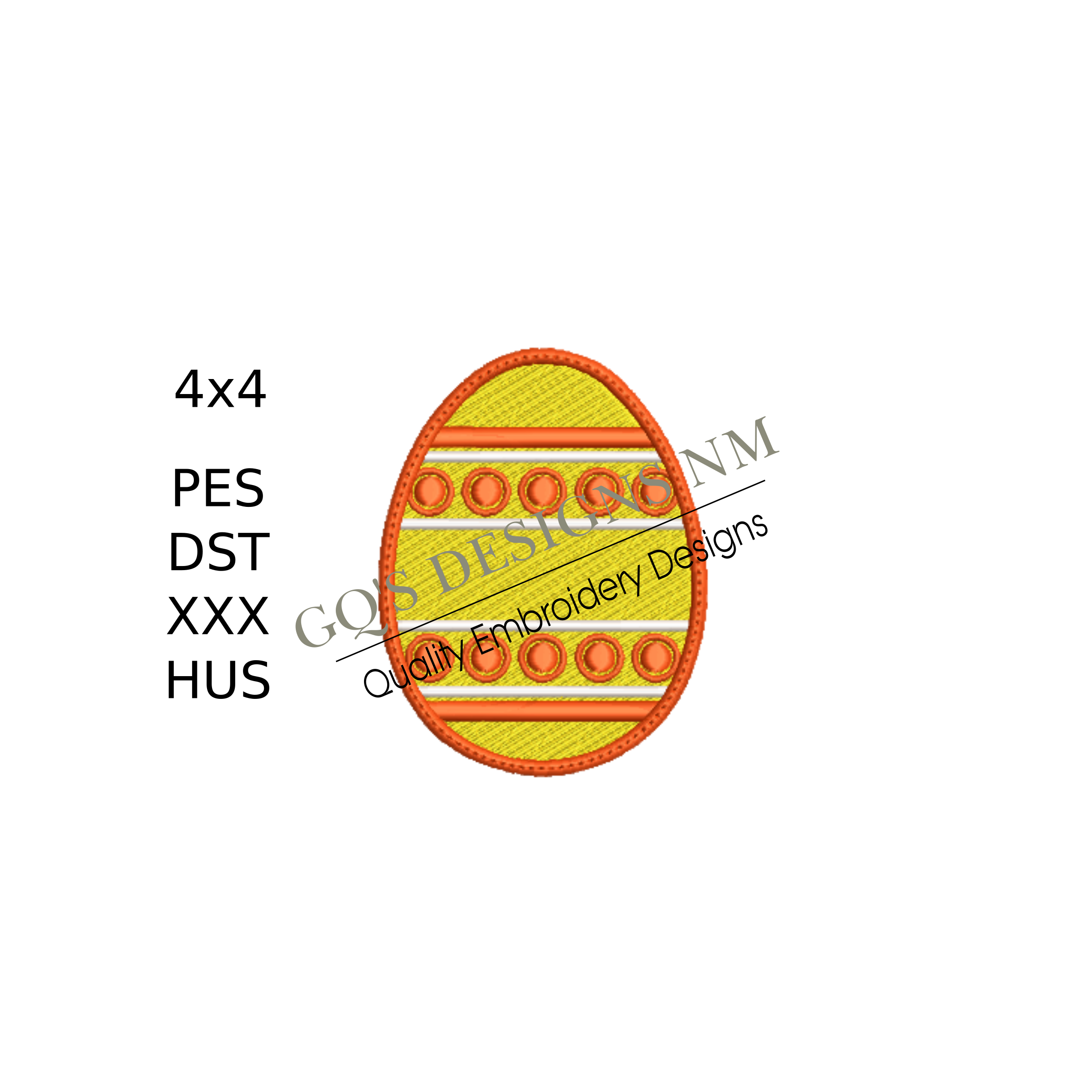 Easter egg design for machine embroidery. In pes, dst, xxx and hus machine formats. Instant Download.  For 4x4 hoop.