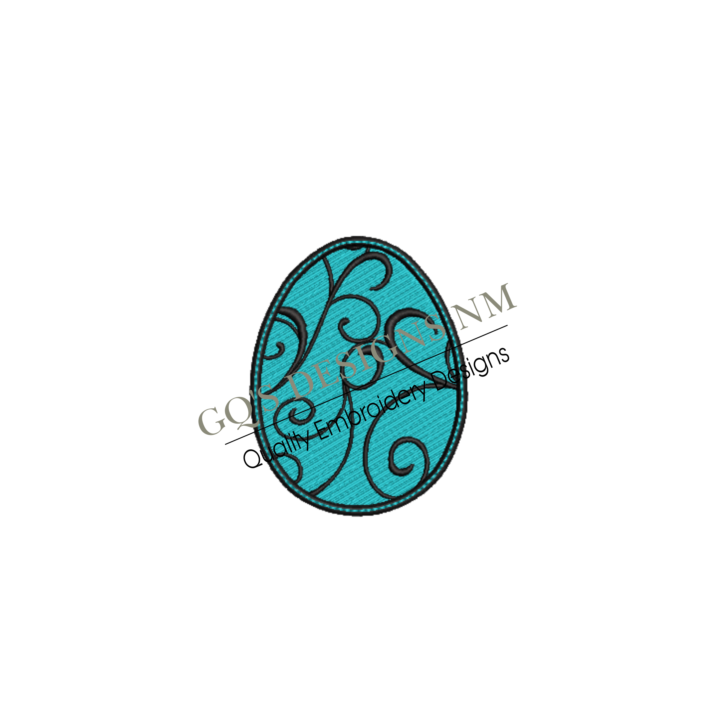 Easter egg with scrollwork design for machine embroidery. In pes, dst, xxx and hus machine formats. Instant Download. For 4x4 hoop.