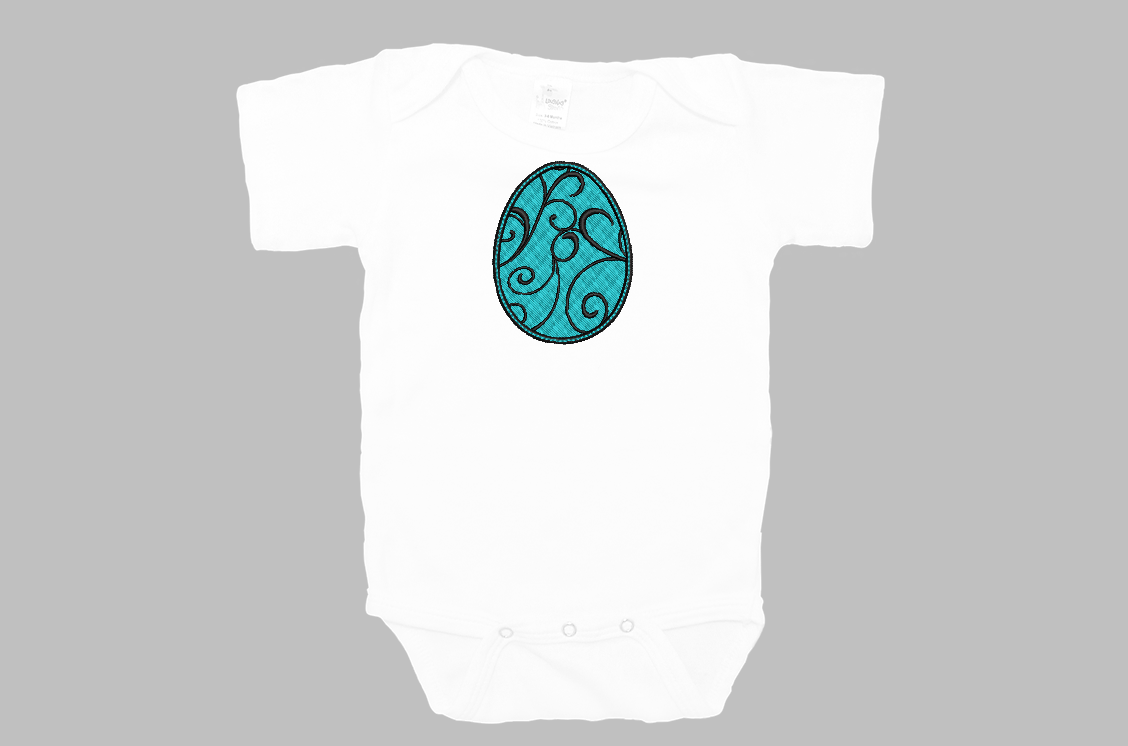 Easter egg with scrollwork design for machine embroidery. In pes, dst, xxx and hus machine formats. Instant Download. For 4x4 hoop.