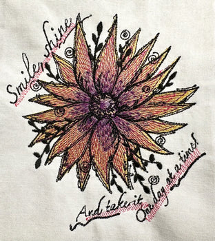 Flower Smile Shine Design, for machine embroidery in pes, dst, xxx and hus machine formats. Instant Download. For 5x7 hoop.
