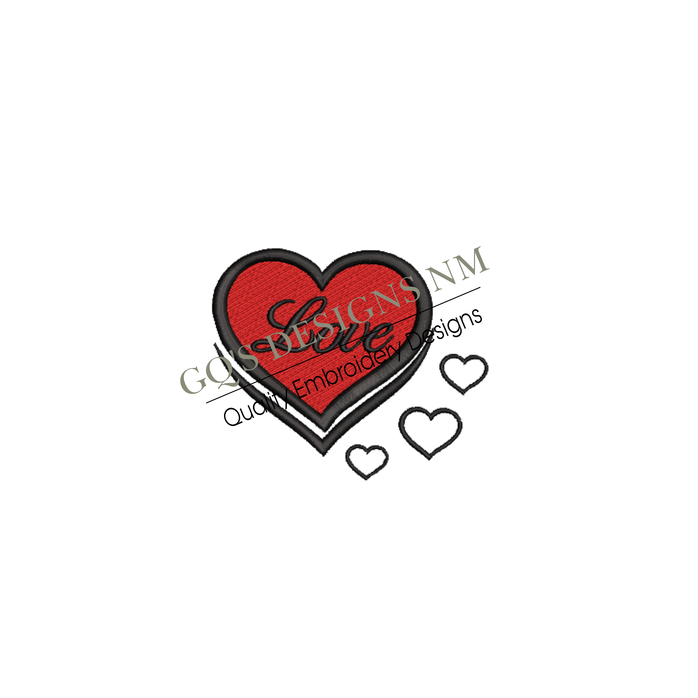Four hearts with love for machine embroidery. In pes, dst, xxx and hus machine formats. Instant Download. For 4x4 hoop.