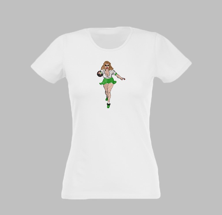 Lady bowler design for machine embroidery. In pes, dst, xxx and hus machine formats. Instant Download. For 5x7 hoop.