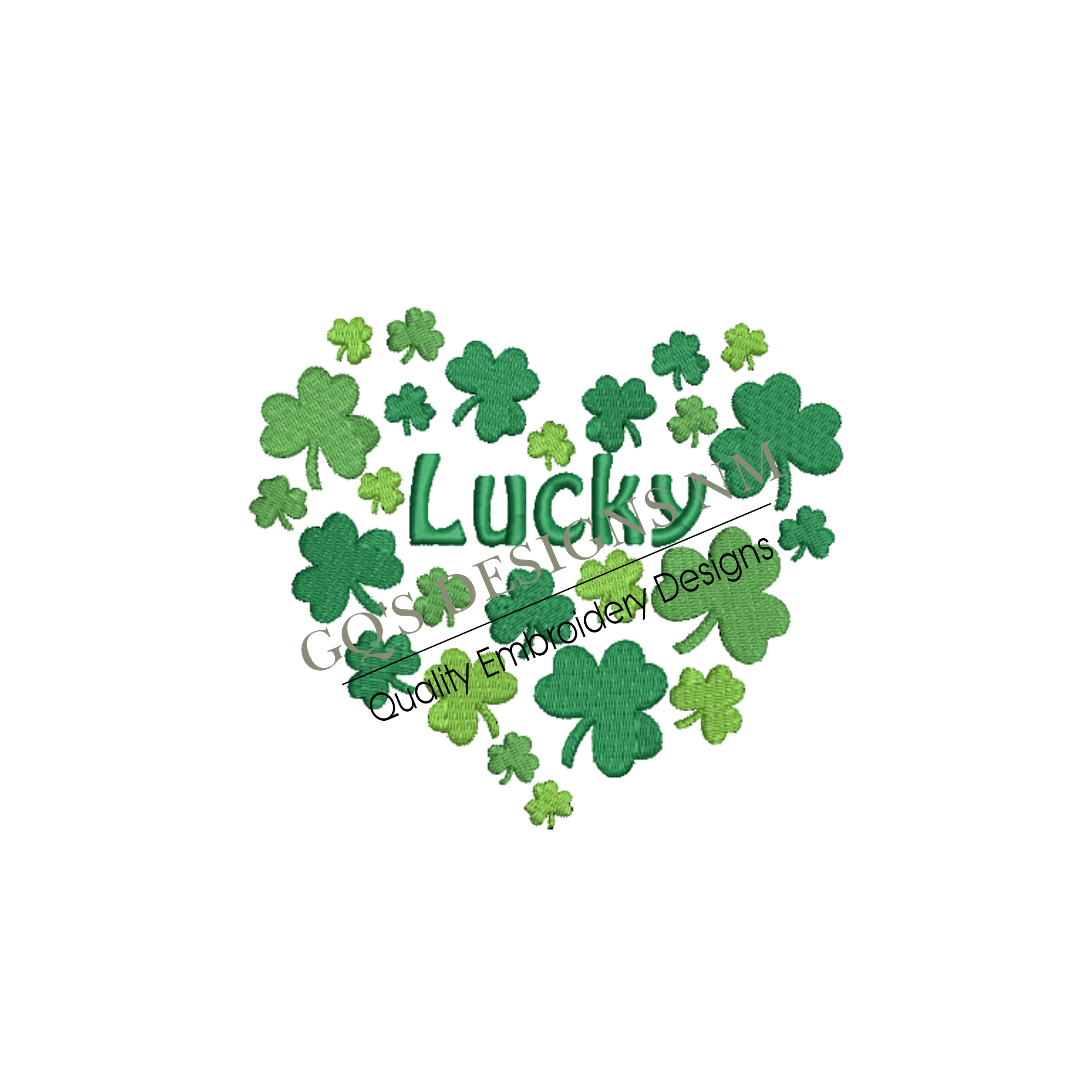 Lucky shamrock heart design for machine embroidery. In pes, dst, xxx and hus machine formats. Instant Download. For 5x7 hoop.