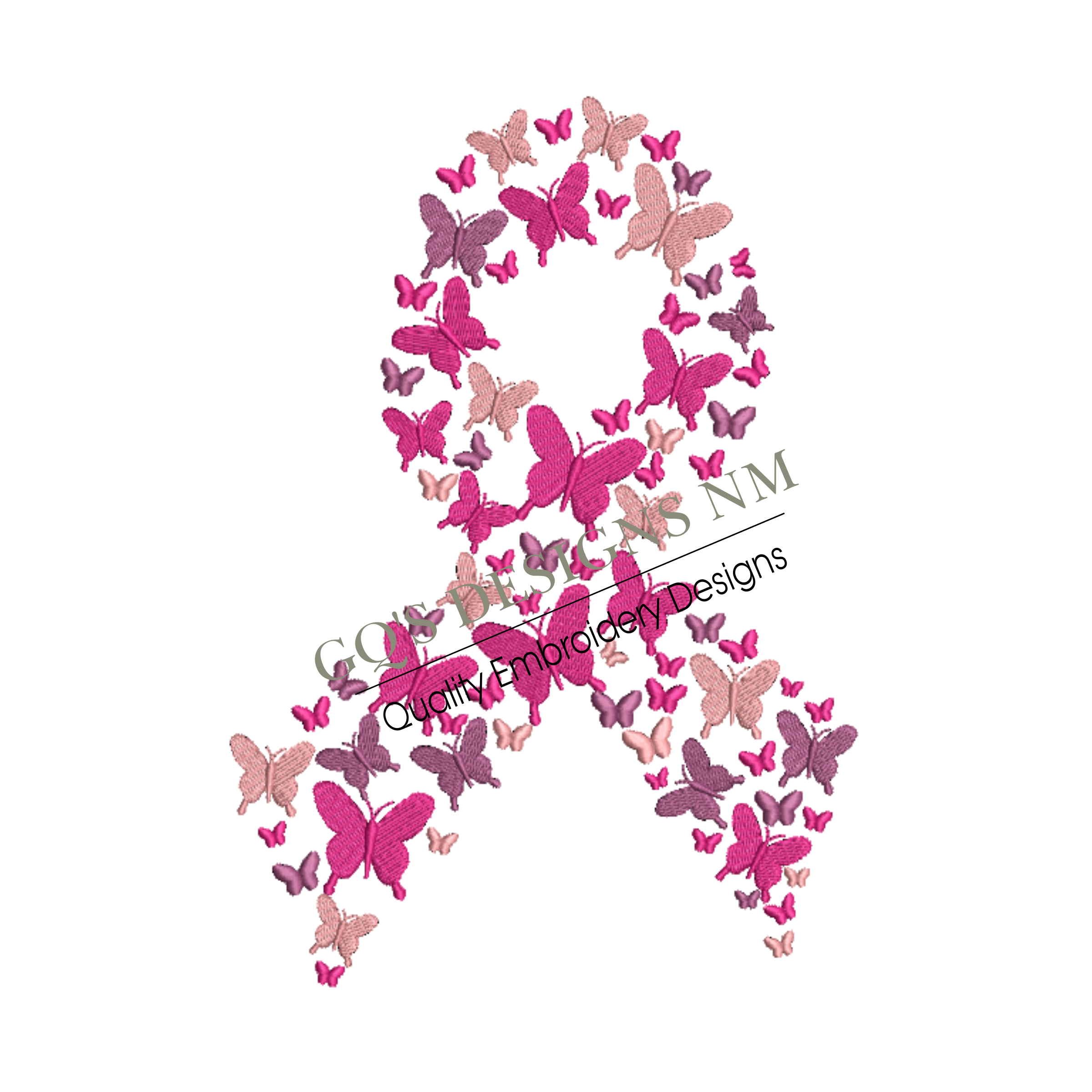 Pink Butterfly Breast Cancer ribbon design for machine embroidery. In pes, dst, xxx and hus machine formats. Instant Download. For 6x10 hoop.