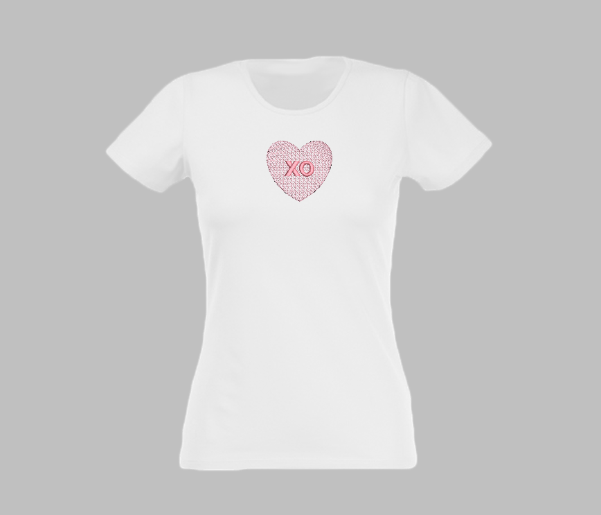 Pink XO Heart design for machine embroidery. In pes, dst, xxx and hus machine formats. Instant Download. For 4x4 hoop.