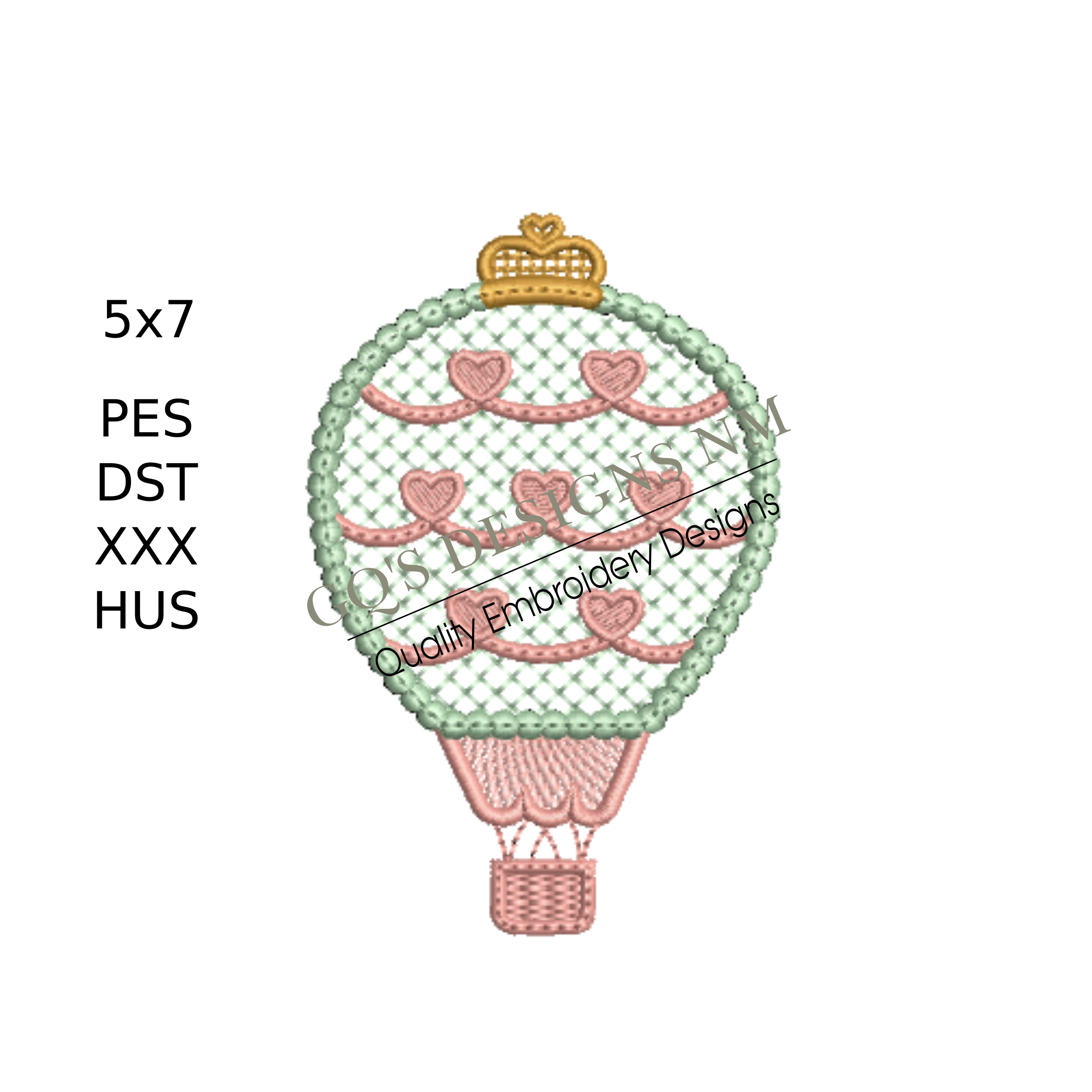 Princess balloon design for machine embroidery. In pes, dst, xxx and hus machine formats. Instant Download. For 5x7 hoop.