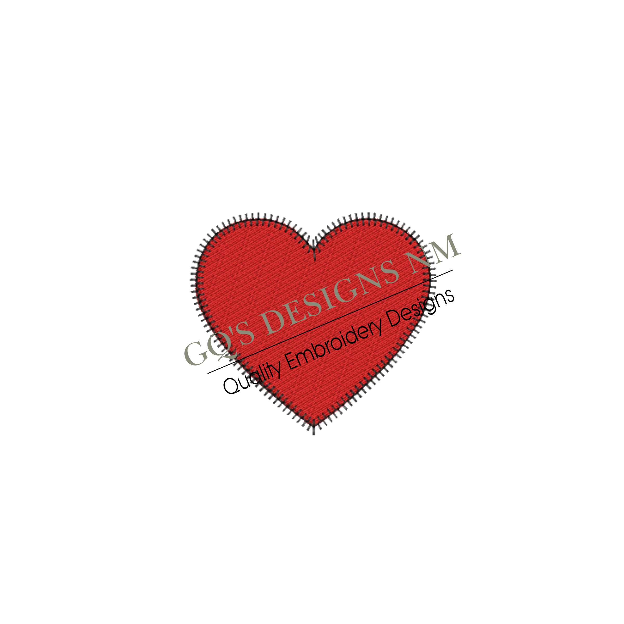 Red heart with black hand stitched look edge design. For machine embroidery in pes, dst, xxx and hus machine formats. Instant Download. For 4x4 hoop.