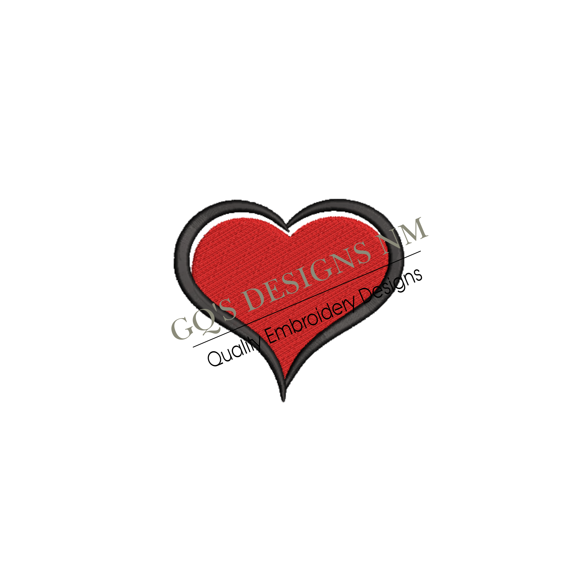 Red heart with black offset outline design. For machine embroidery in pes, dst, xxx and hus machine formats. Instant Download. For 4x4 hoop.