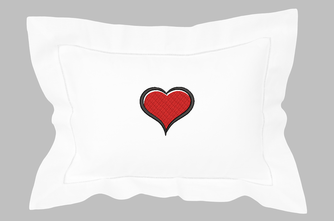 Red heart with black offset outline design. For machine embroidery in pes, dst, xxx and hus machine formats. Instant Download. For 4x4 hoop.