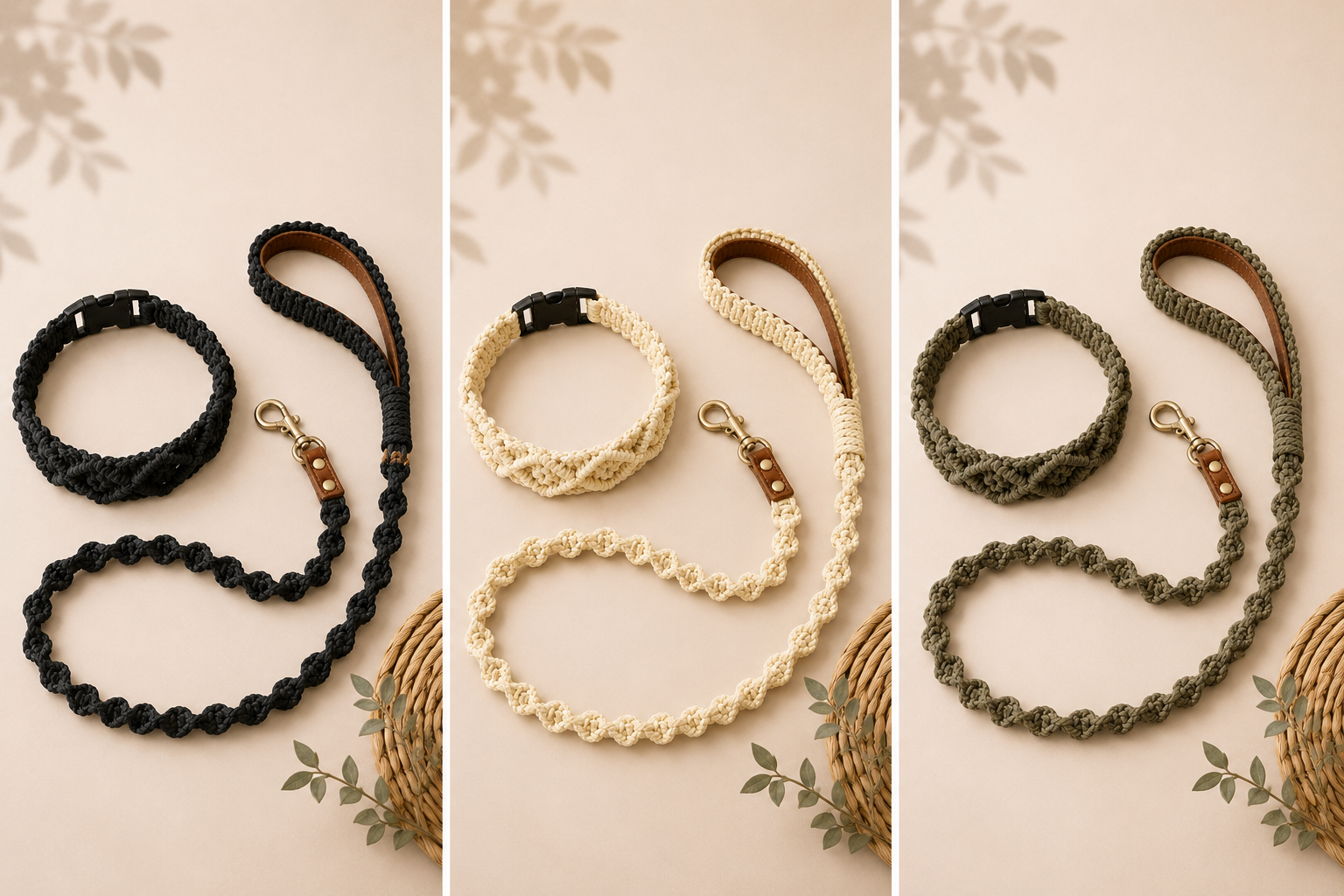 Set de correa y collar de macramé