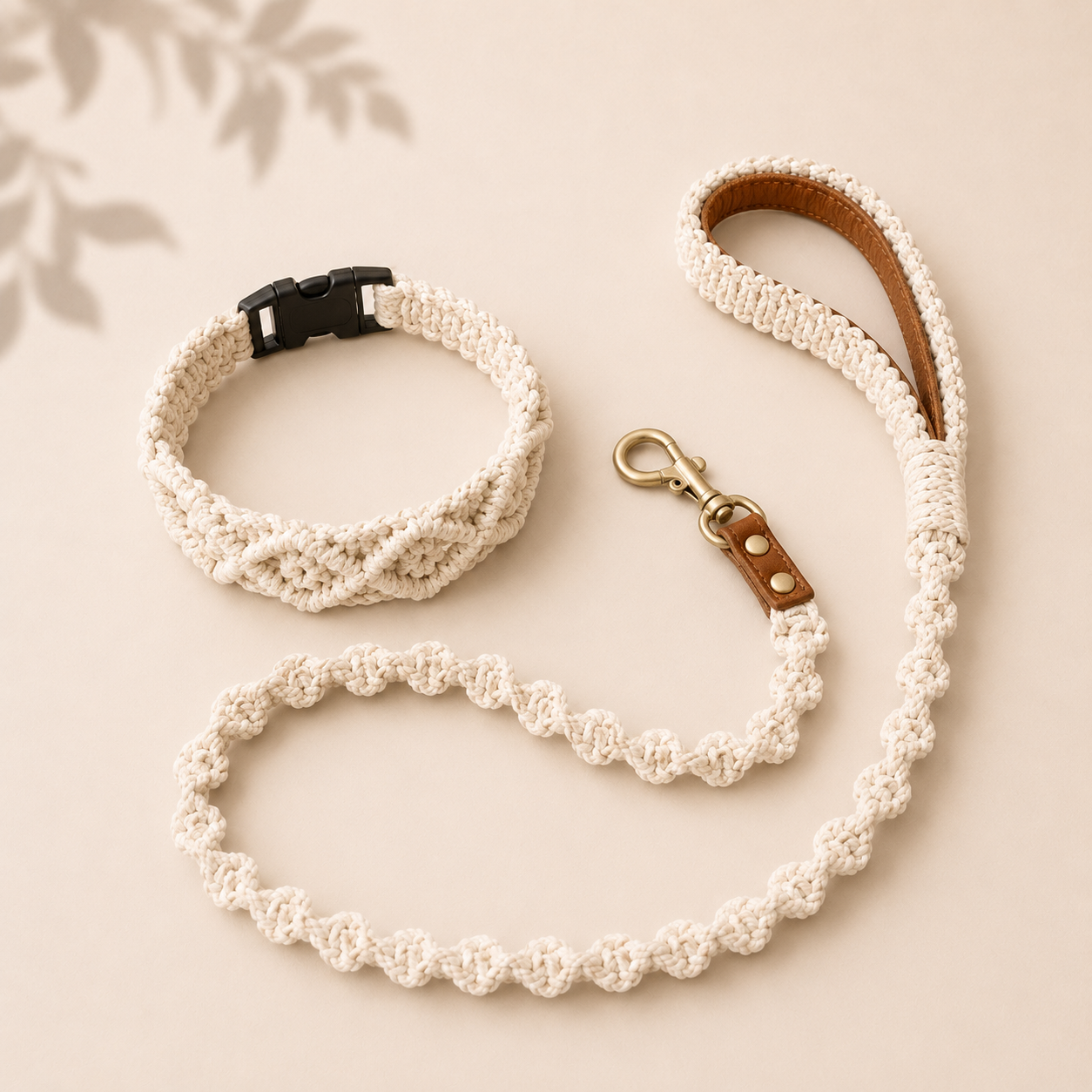Set de correa y collar de macramé