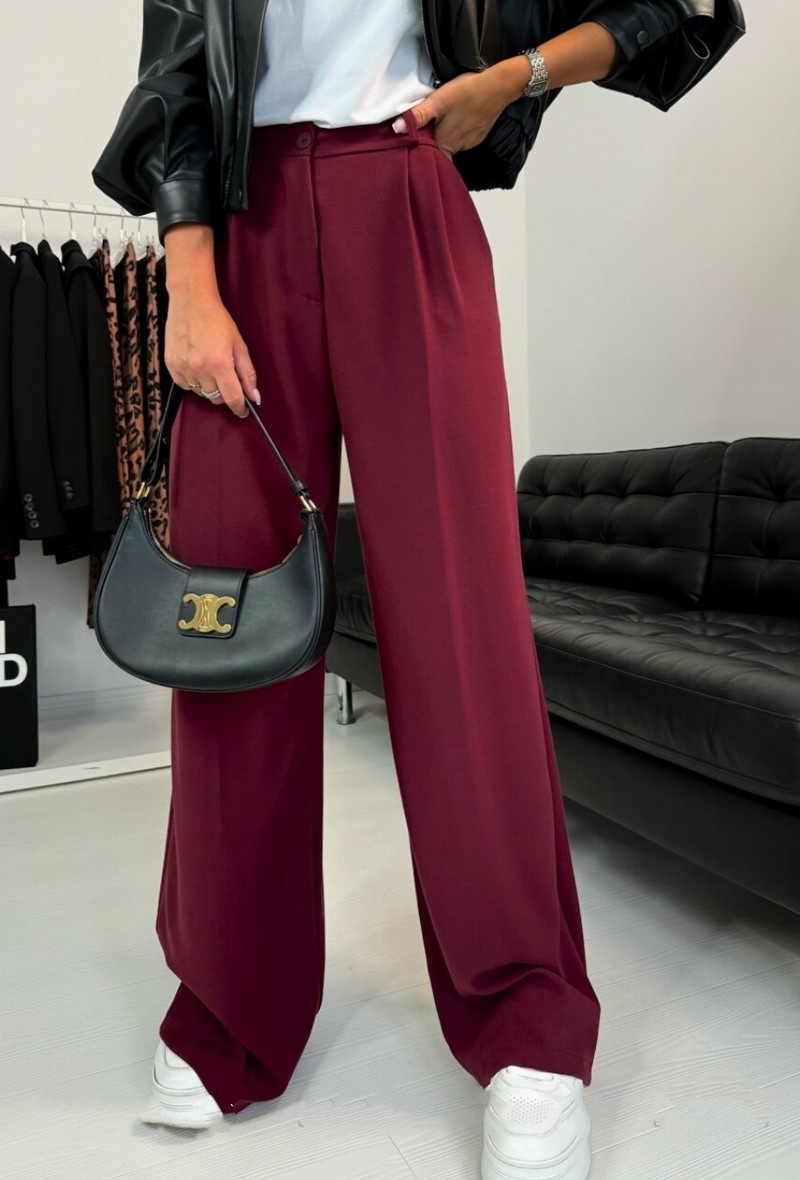 Bordo spalvos klasikinės kelnės