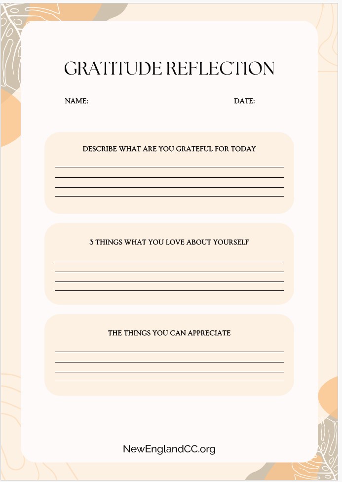Gratitude Reflection Worksheet