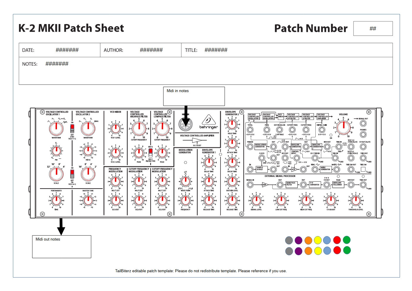 K2 MKII Editable Semi-Modular Synthesizer Template