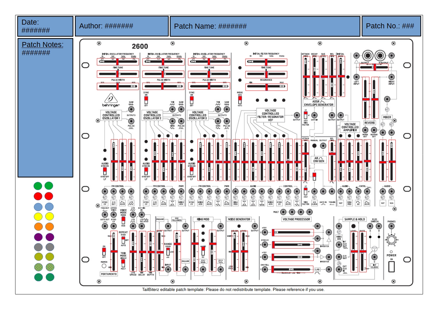 Behringer 2600 Synth Editable Semi-Modular Synthesizer Template