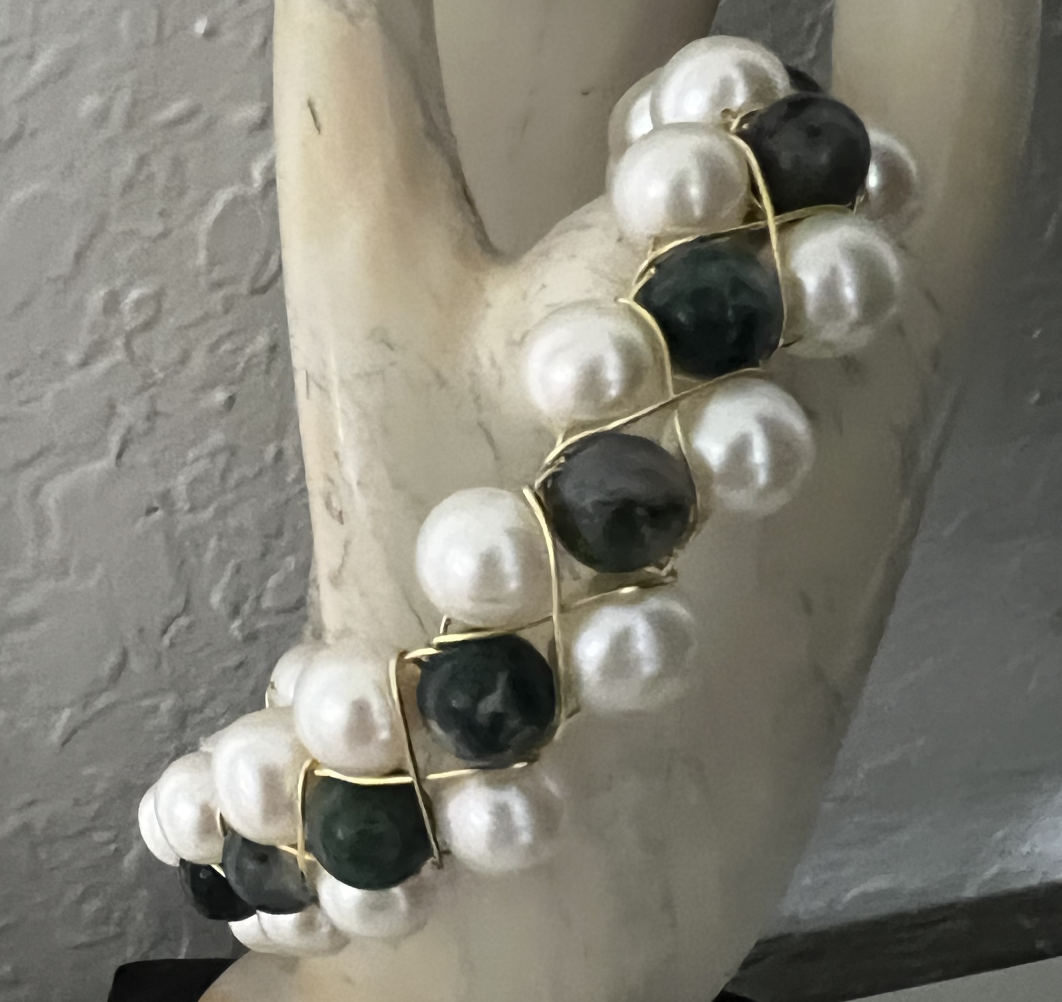 Pulsera de perla y piedra verde
