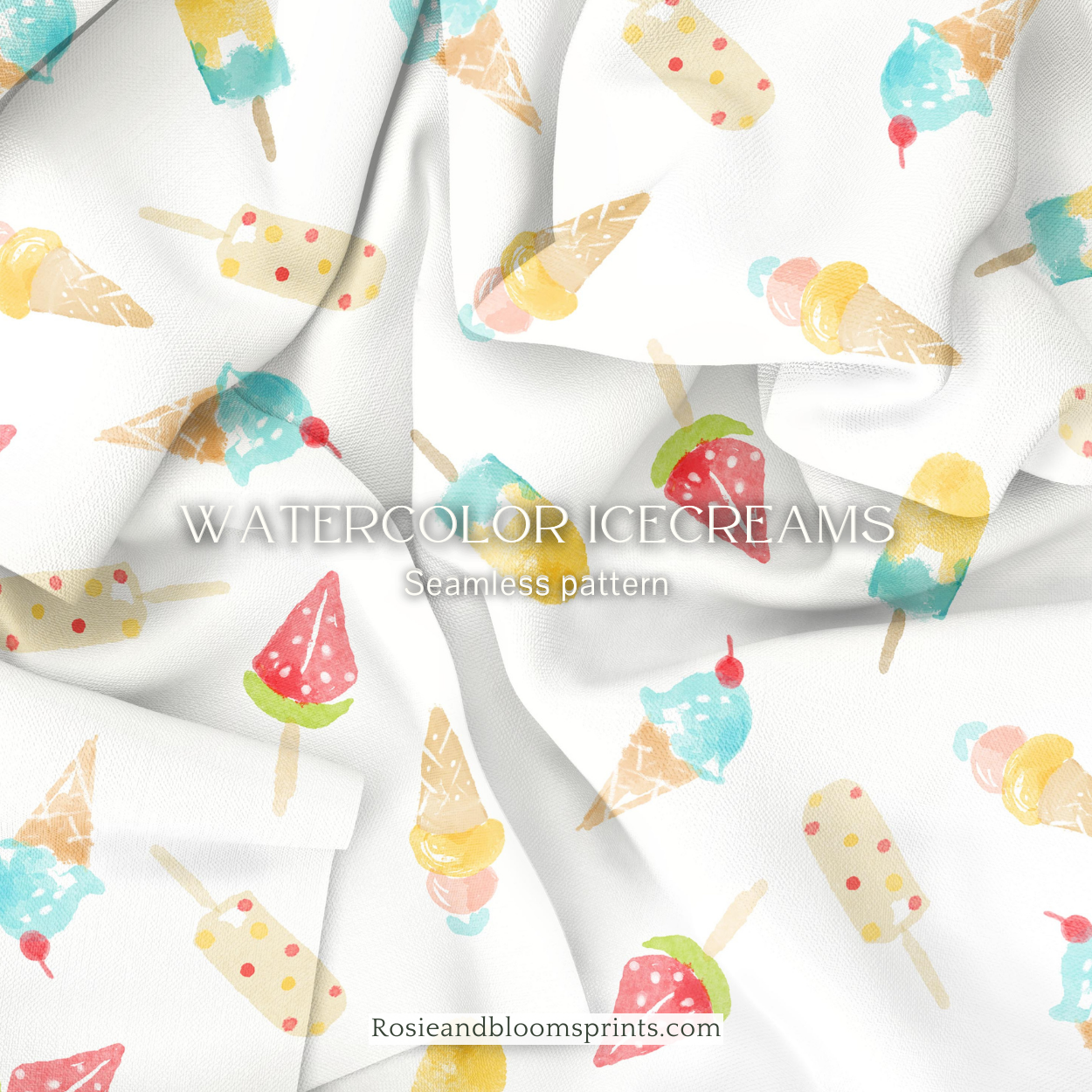 Watercolor Ice creams Seamless Pattern-93