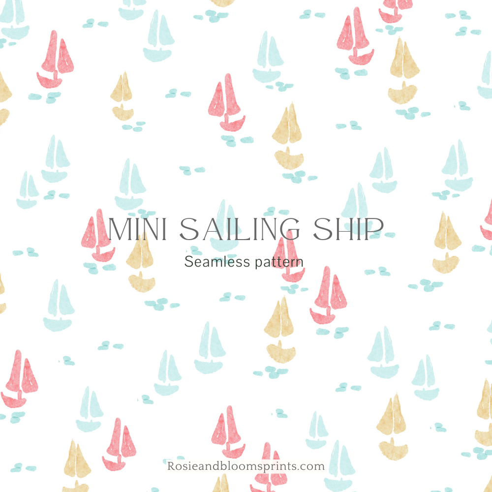 Mini Sailing Ship Seamless Pattern-111