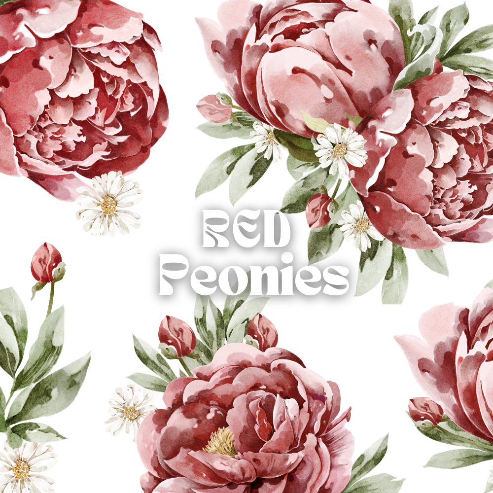 Red Peonies Set- (Pattern and Compositions)