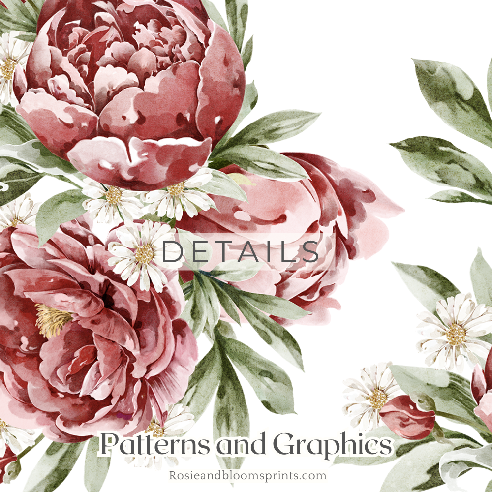Red Peonies Set- (Pattern and Compositions)