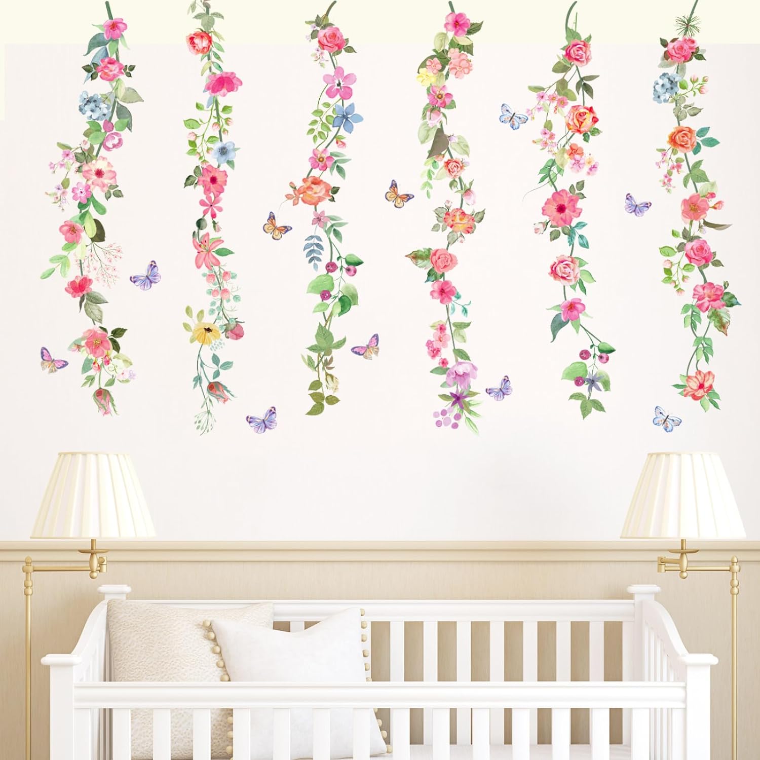 Wall Decals Peel and Stick Wall Stickers Greenery Leaf Flower Plant Removable Murals Ivy Vines Floral Wall Art Decor for Walls for Living Room Bedroom Bathroom Classroom