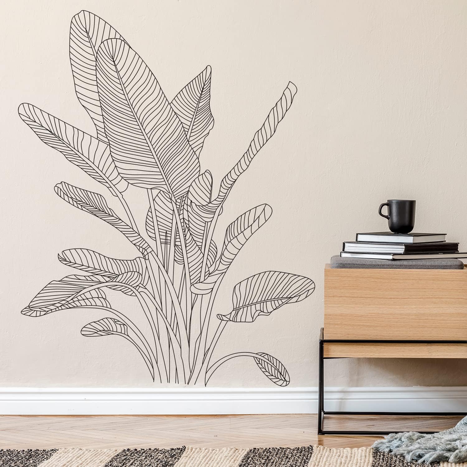  Supzone Simple Tropical Plants Wall Stickers Boho Modern Style Wall Decal Sketch Tropical Palm Leaves Wall Art Sticker for Bedroom Living Room Kitchen Sofa
