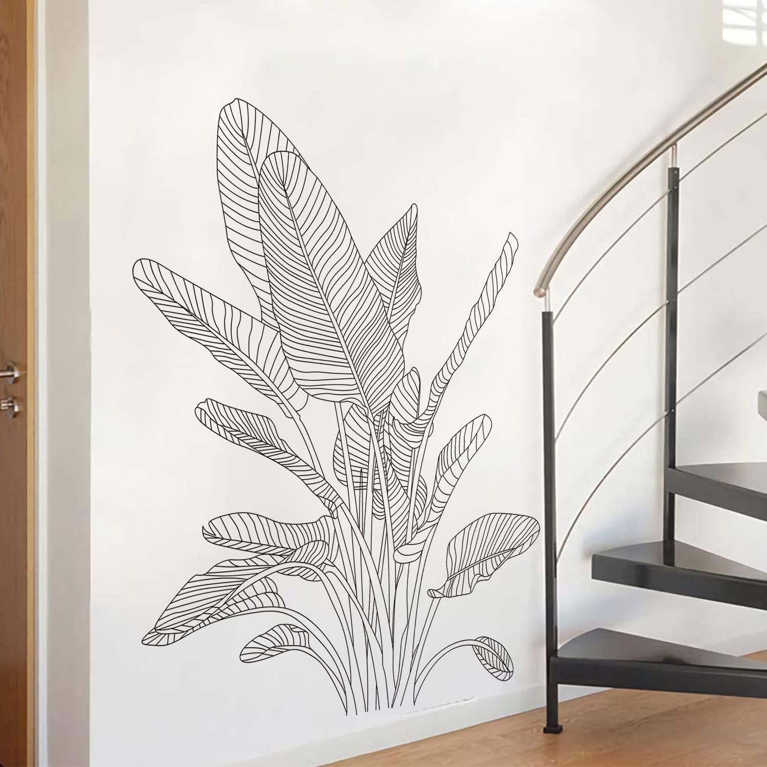  Supzone Simple Tropical Plants Wall Stickers Boho Modern Style Wall Decal Sketch Tropical Palm Leaves Wall Art Sticker for Bedroom Living Room Kitchen Sofa