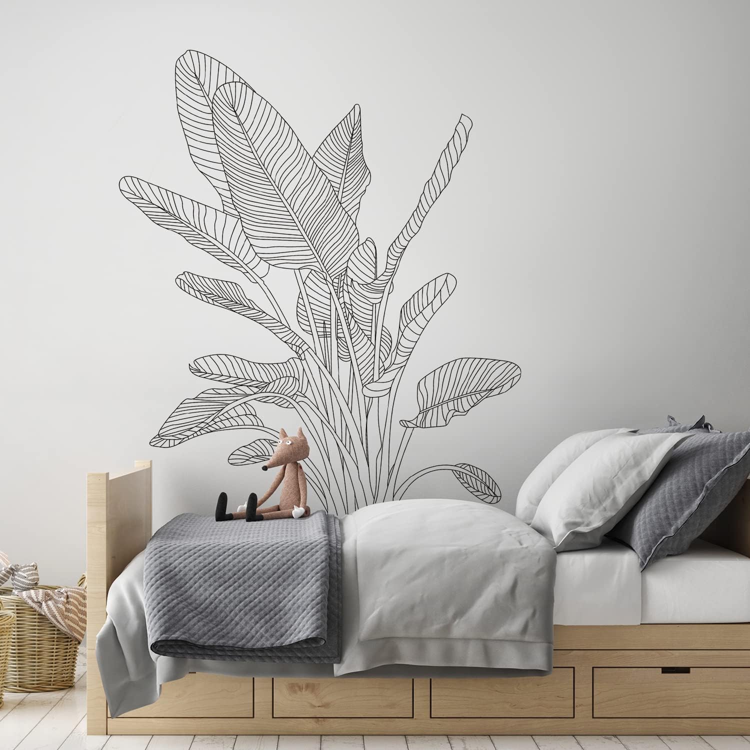  Supzone Simple Tropical Plants Wall Stickers Boho Modern Style Wall Decal Sketch Tropical Palm Leaves Wall Art Sticker for Bedroom Living Room Kitchen Sofa