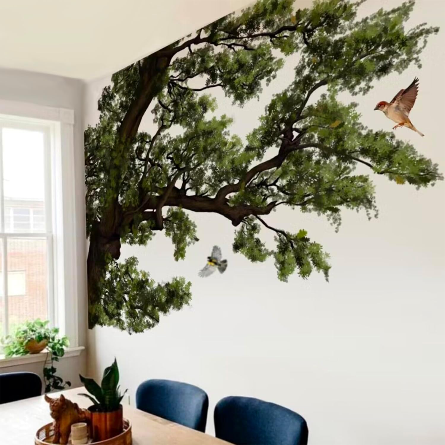 funlife Original Hand Drawn Extra Huge Tulip Poplar Tree Wall Decals, Tree Wall Art Stickers Wall Decor for Living Room Boys and Natural Gender Room Playroom, Extra Huge Tulip Tree 110.24"x147.64"