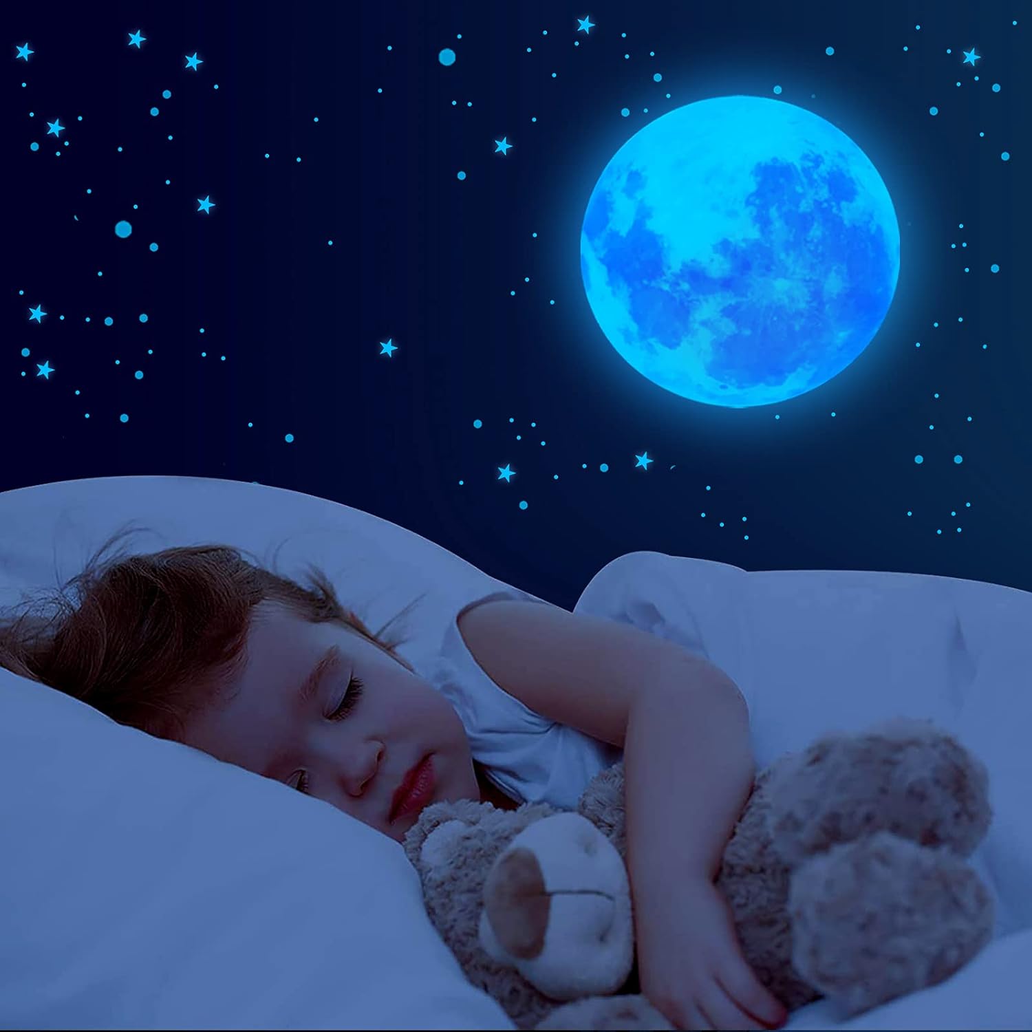 Glow in The Dark Stars for Ceiling, 1049PCS Wall Stickers Including Moon and Stars Decor, Glow in The Dark Wall Decals for Kids Room