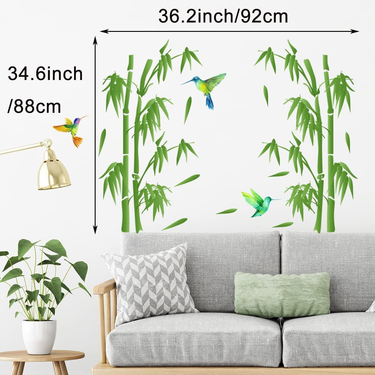  Forest Wall Art Decal Nature Green Plant with Flying Birds Wall Stickers 36x34inch Removable Vinyl Wall Mural for Living Room Bedroom...