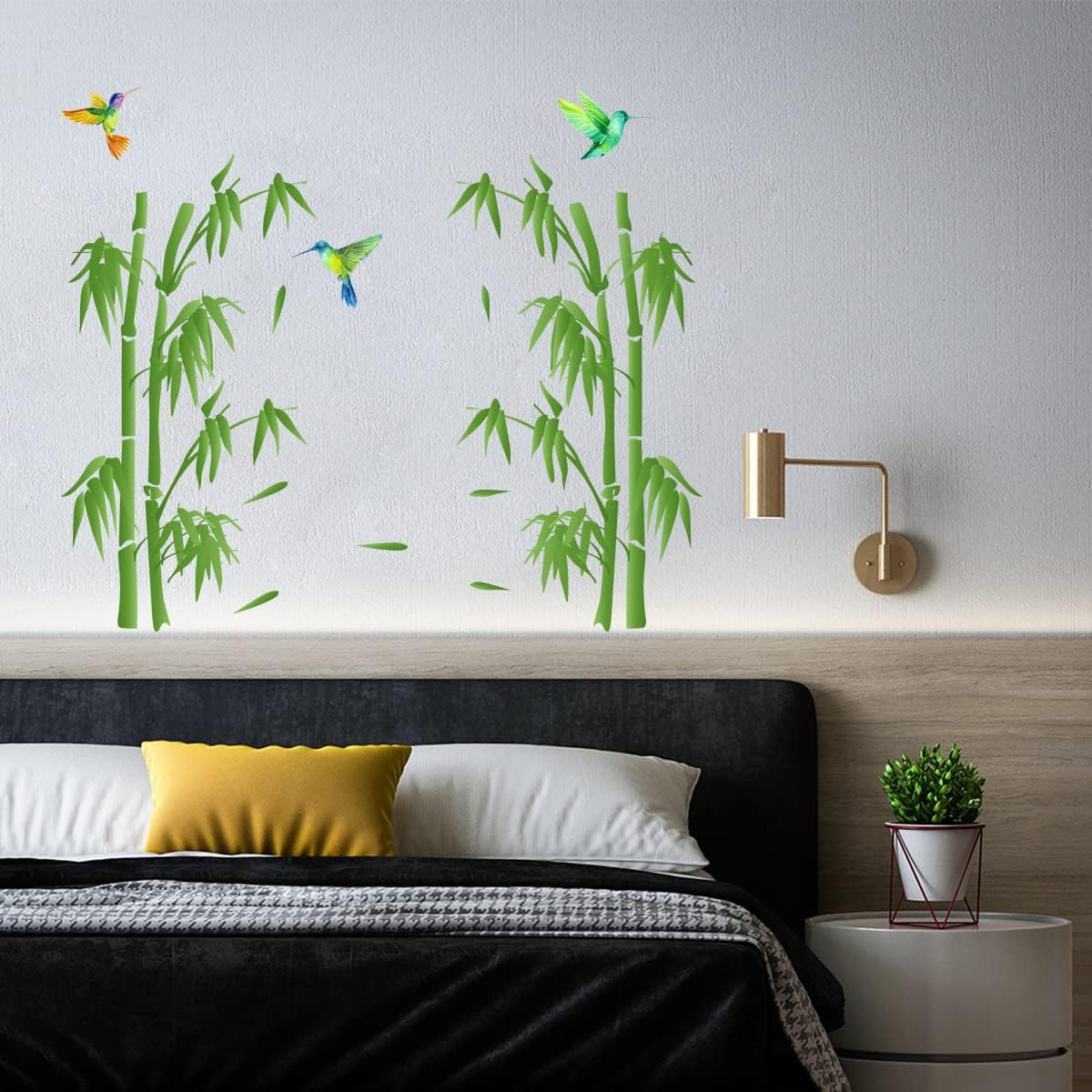  Forest Wall Art Decal Nature Green Plant with Flying Birds Wall Stickers 36x34inch Removable Vinyl Wall Mural for Living Room Bedroom...