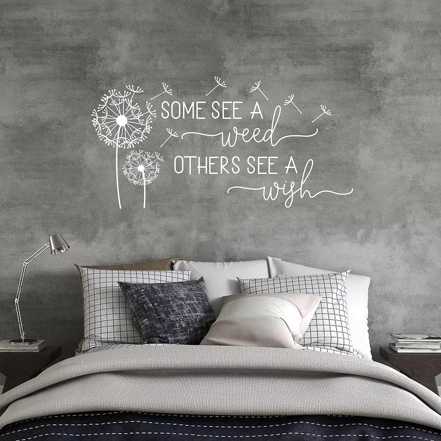 Large Dandelion Wall Decals Attractive Flying Flowers Wall Stickers Quote Wall Decal Vinyl Wall Decor for Bedroom Kids Nursery Wall Art Y47 (White)