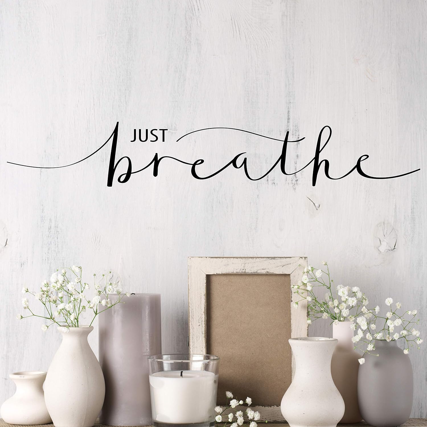 Vinyl Wall Decal Inspiring Quote Just Breathe Words Letter Stickers Mural
